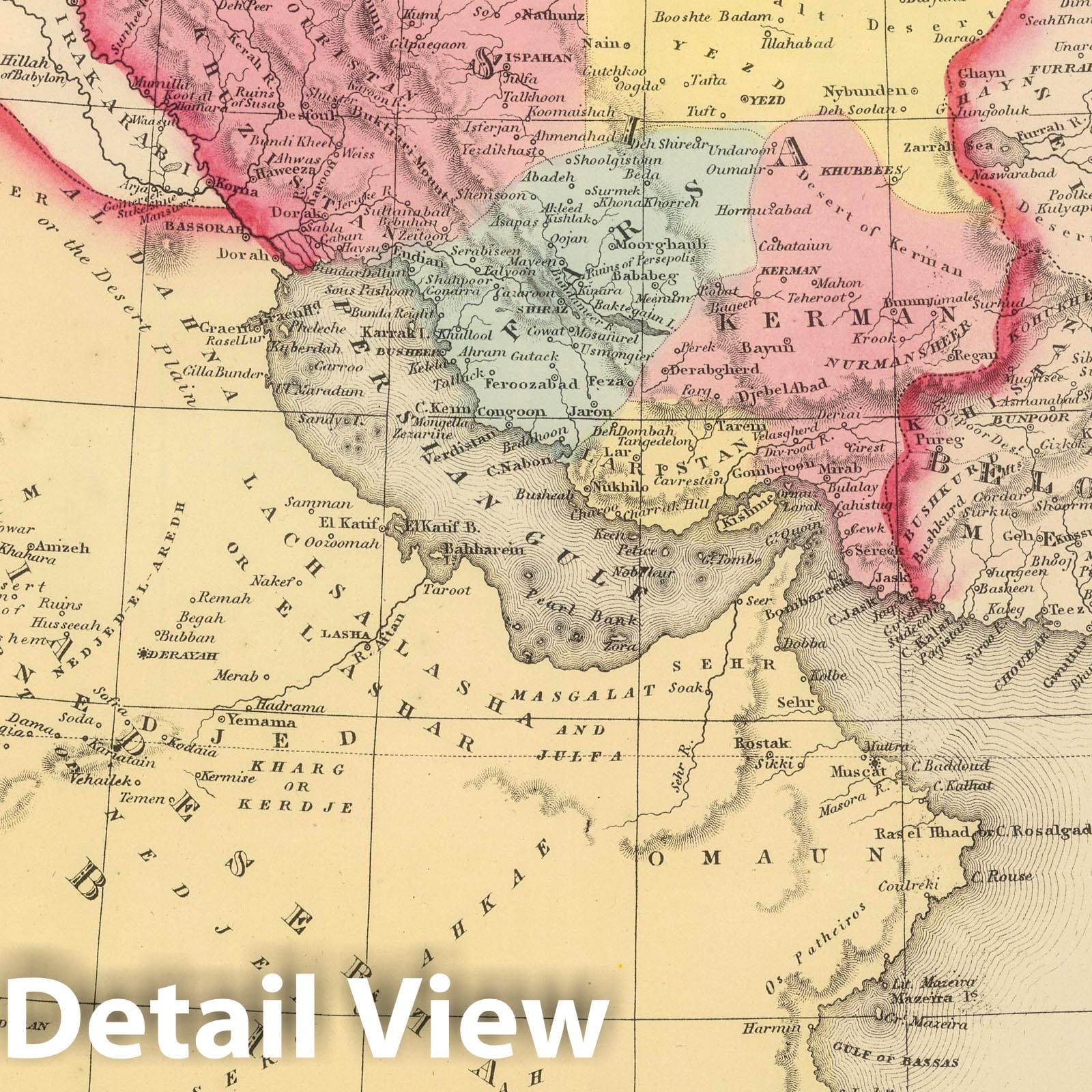 Persia and Arabia - Railroad Map, 1859 - Historical Map Reproduction