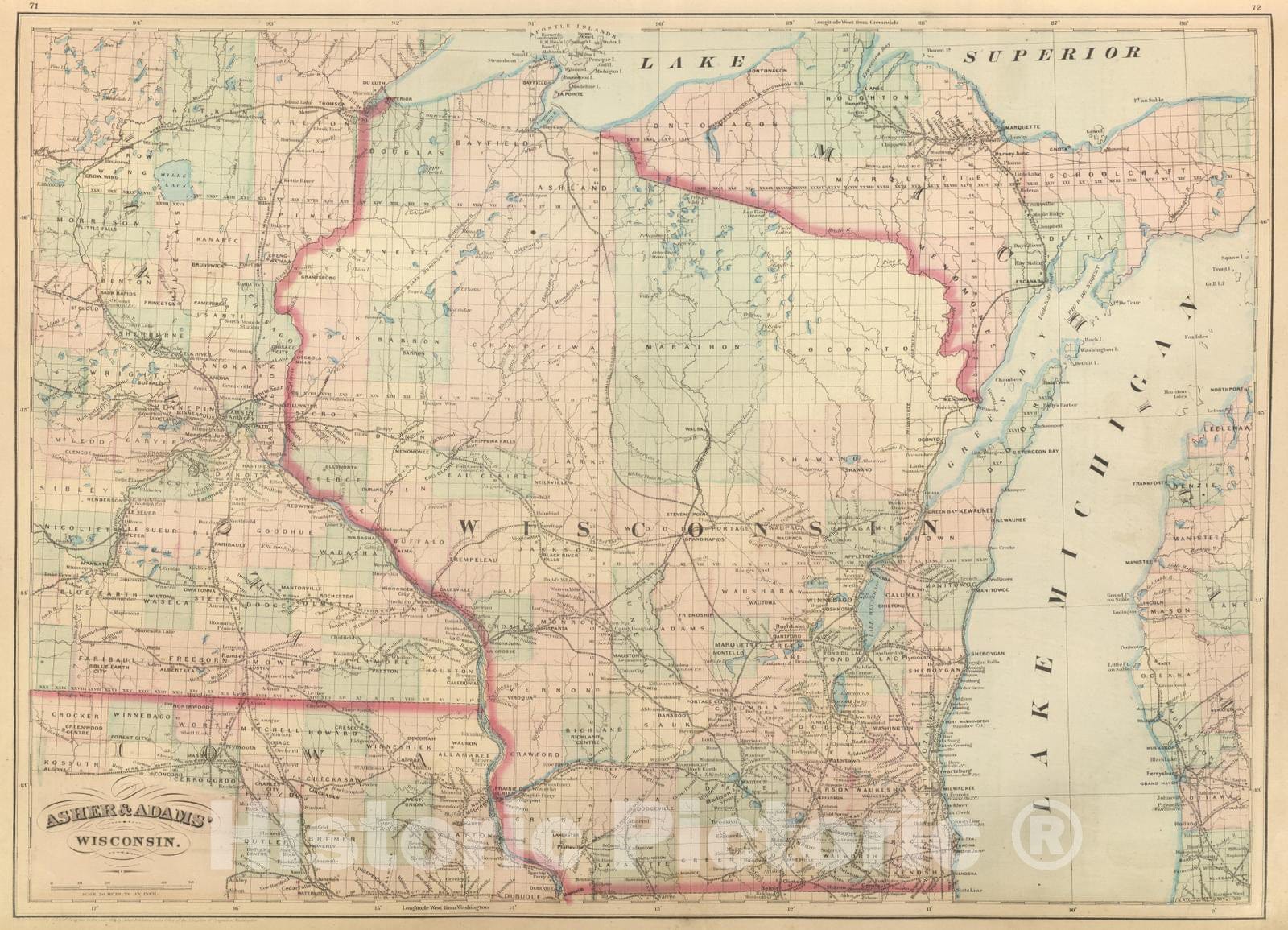 Historic Map : Commercial Reference Book - 1875 Wisconsin. - Vintage Wall Art