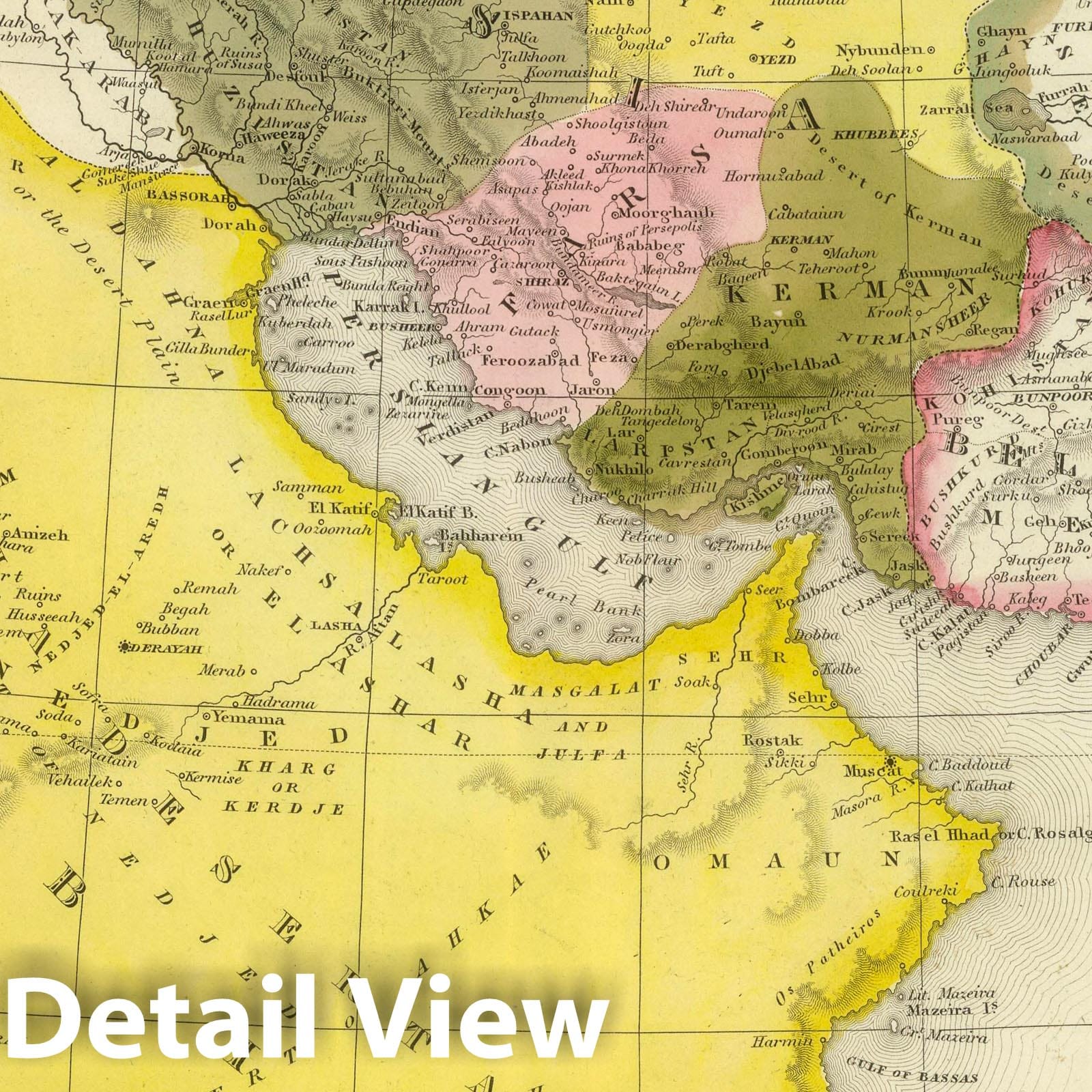 Iran and Saudi Arabia, 1845 - Historical Map Print