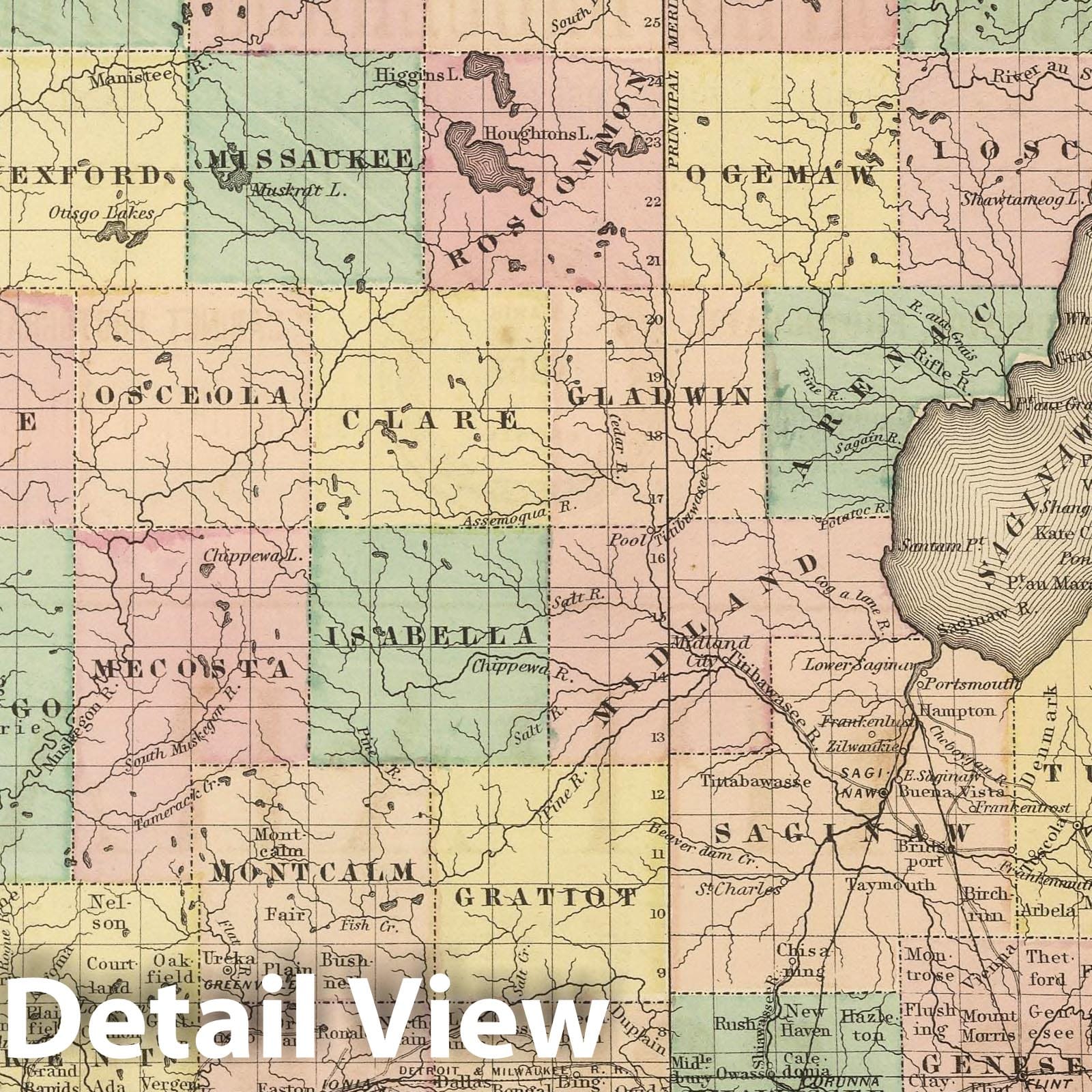 Michigan - Physical Map, 1857 - Colton's Atlas of America