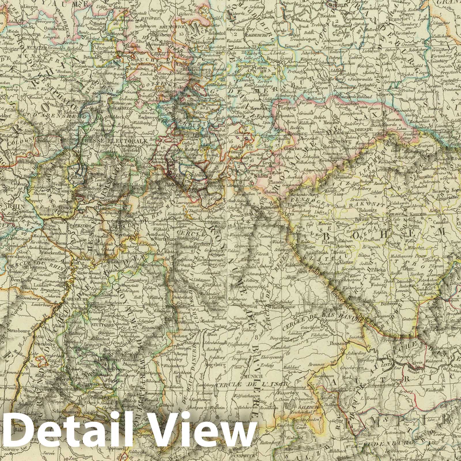 German Confederation States, 1824 - Historical Map Print