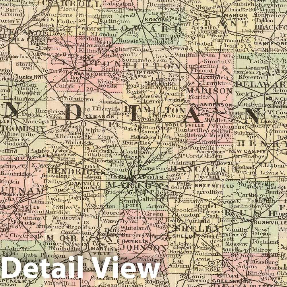 Historic Map : 1886 Indiana - Vintage Wall Art