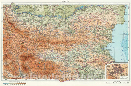 Historic Map : 1967 95. Bulgaria. The World Atlas. - Vintage Wall Art
