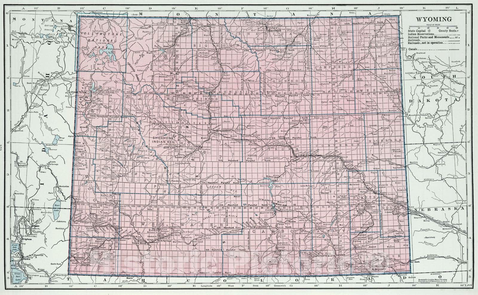 Historic Map : 1948 Wyoming. - Vintage Wall Art