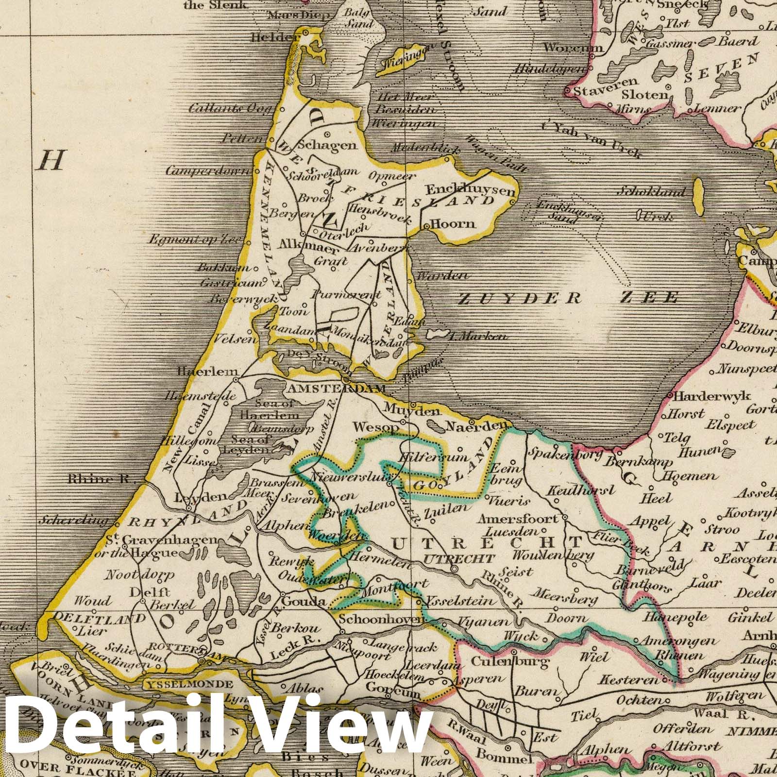 Netherlands - Boundary Map, 1824 - Hand-Colored Historical Map Print