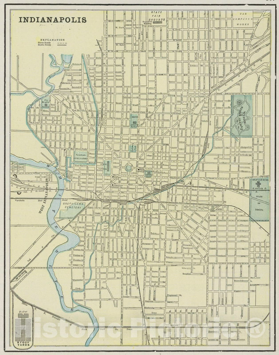 Historic Map : 1901 Indianapolis : Vintage Wall Art