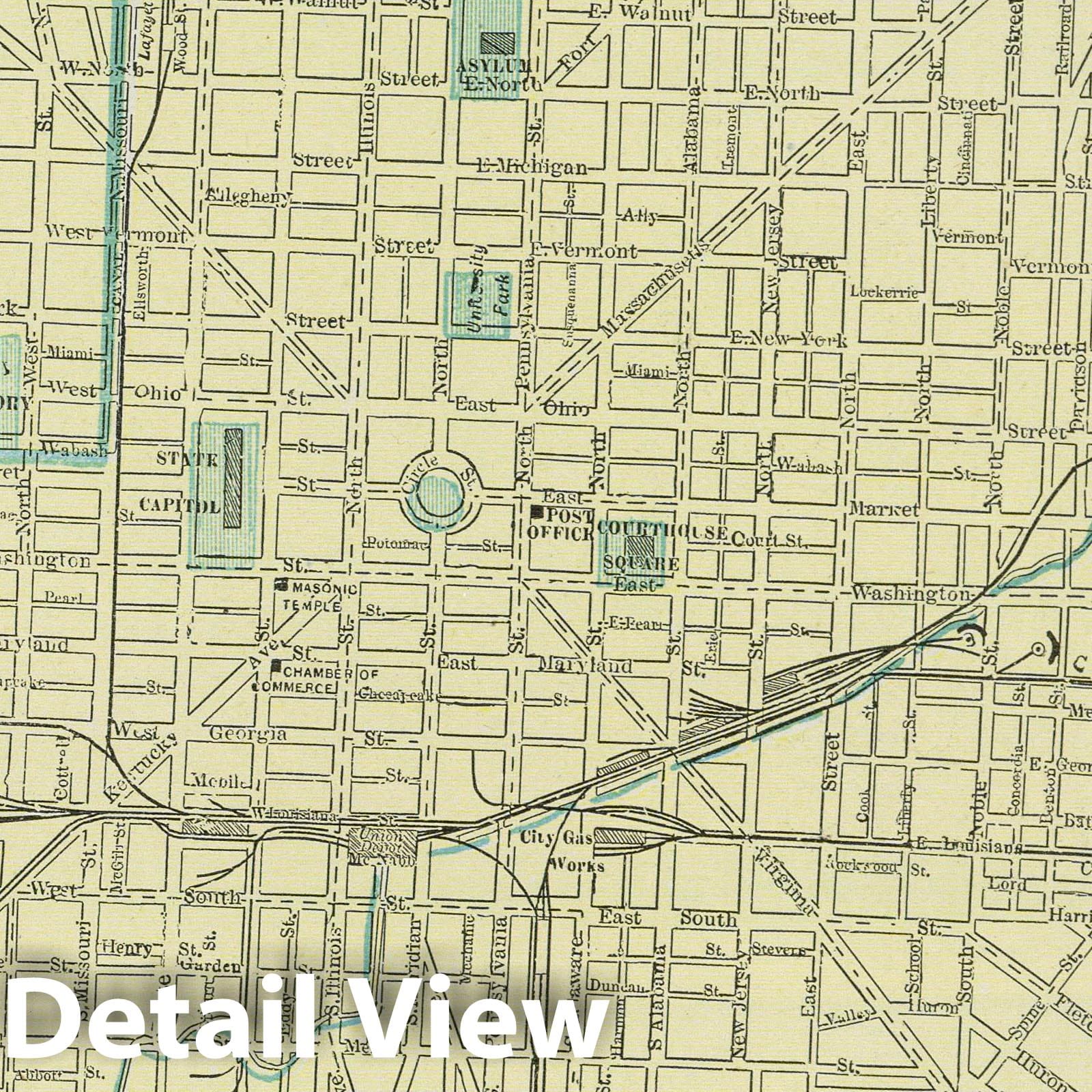 Indianapolis, Indiana - Railroad Map, 1901 - Cram's Atlas