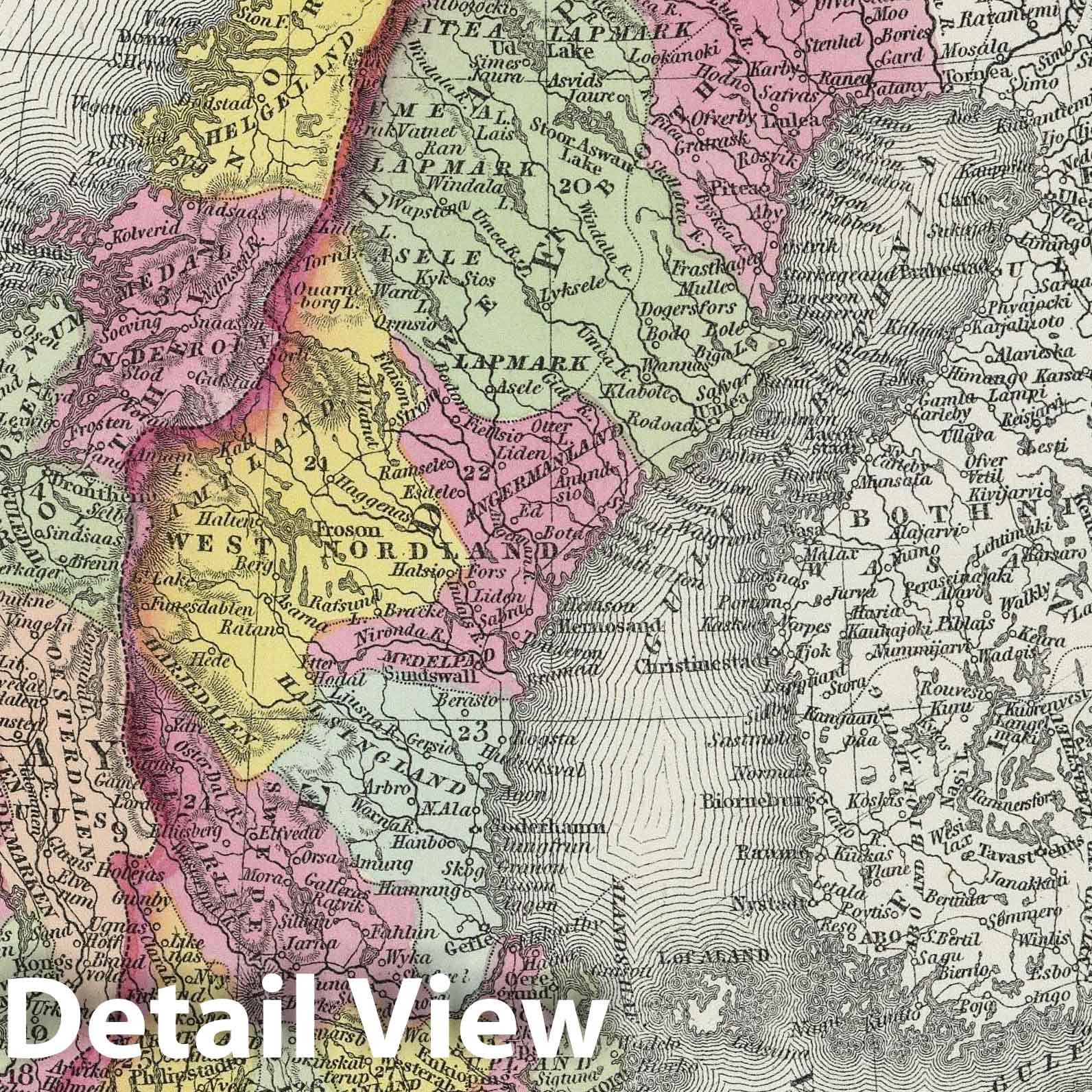 Sweden and Norway - Railroad Map, 1855 - Historical Map Print