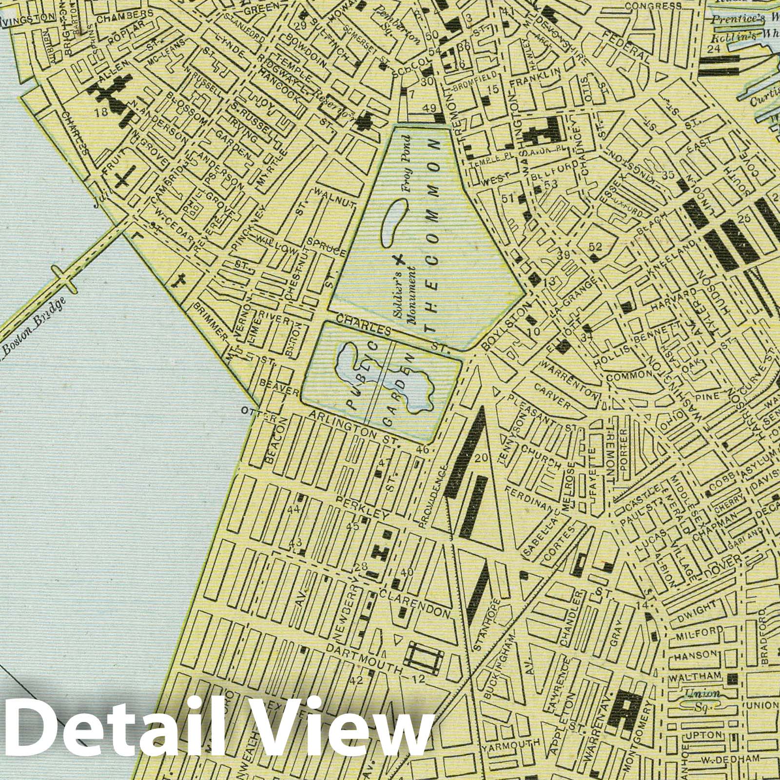 Boston, Massachusetts 1889 Historical Map Print
