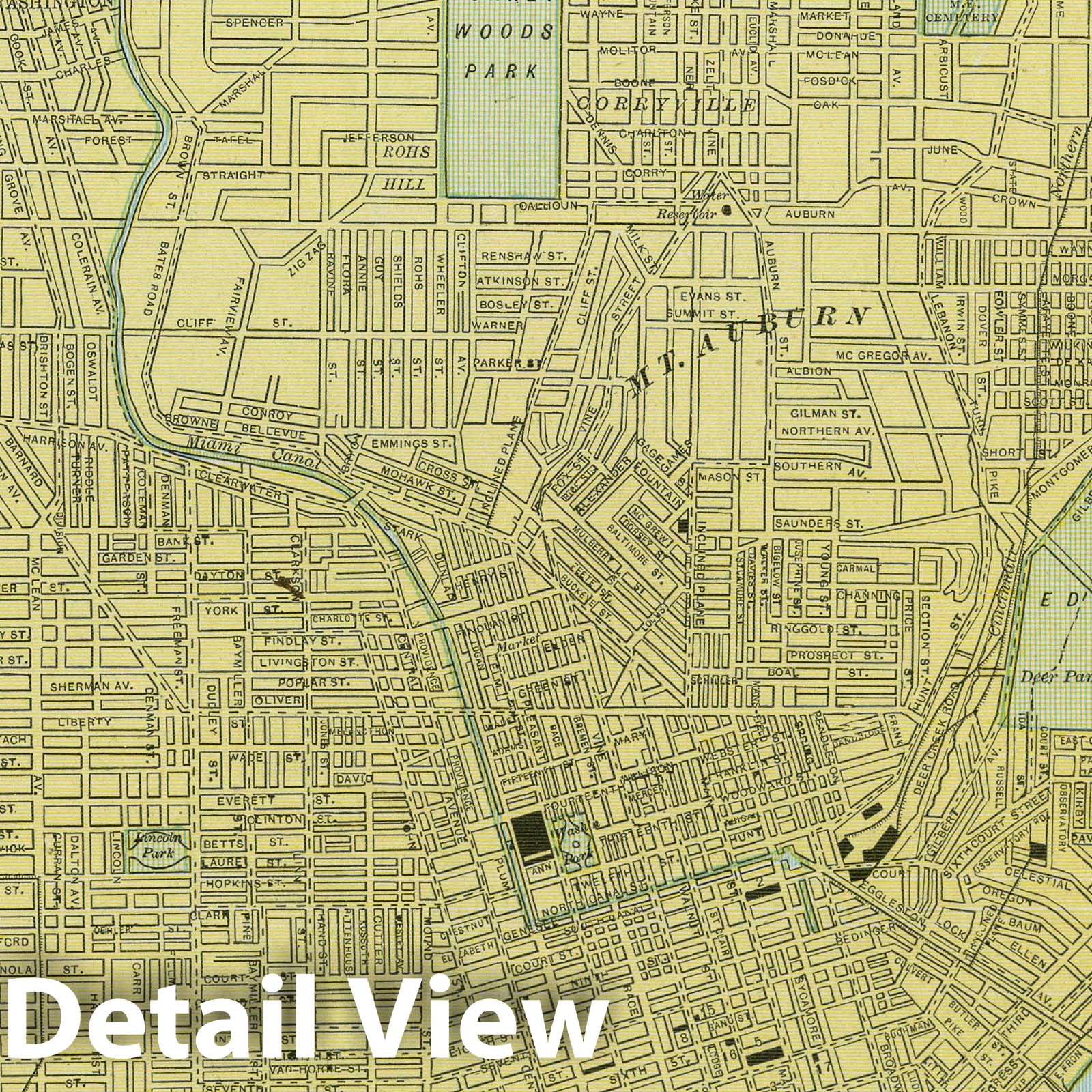 Cincinnati, Ohio 1889 Historical Map Print