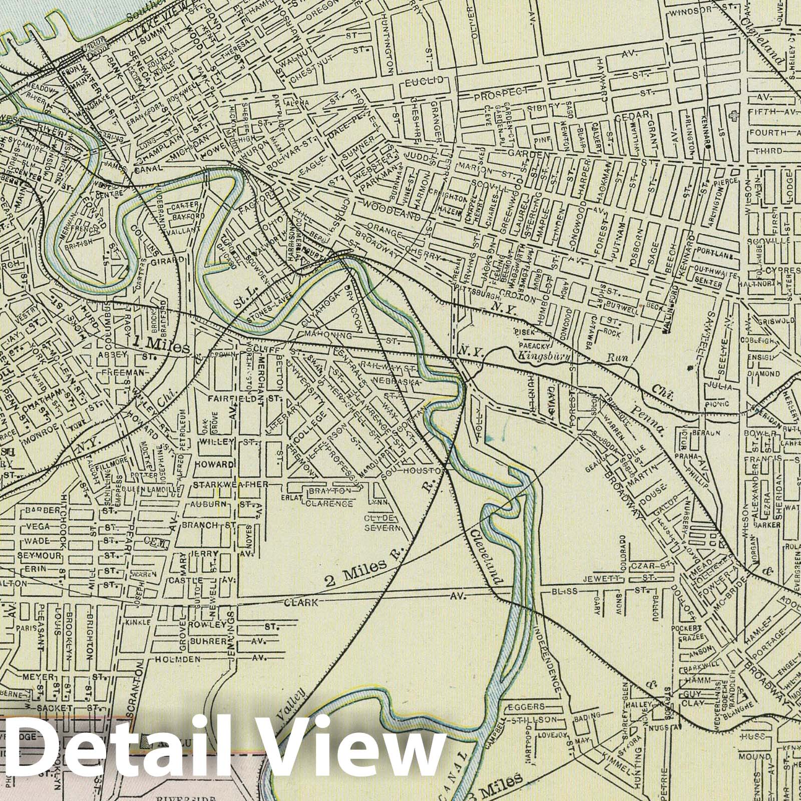 Cleveland, Ohio 1889 Historical Map Print