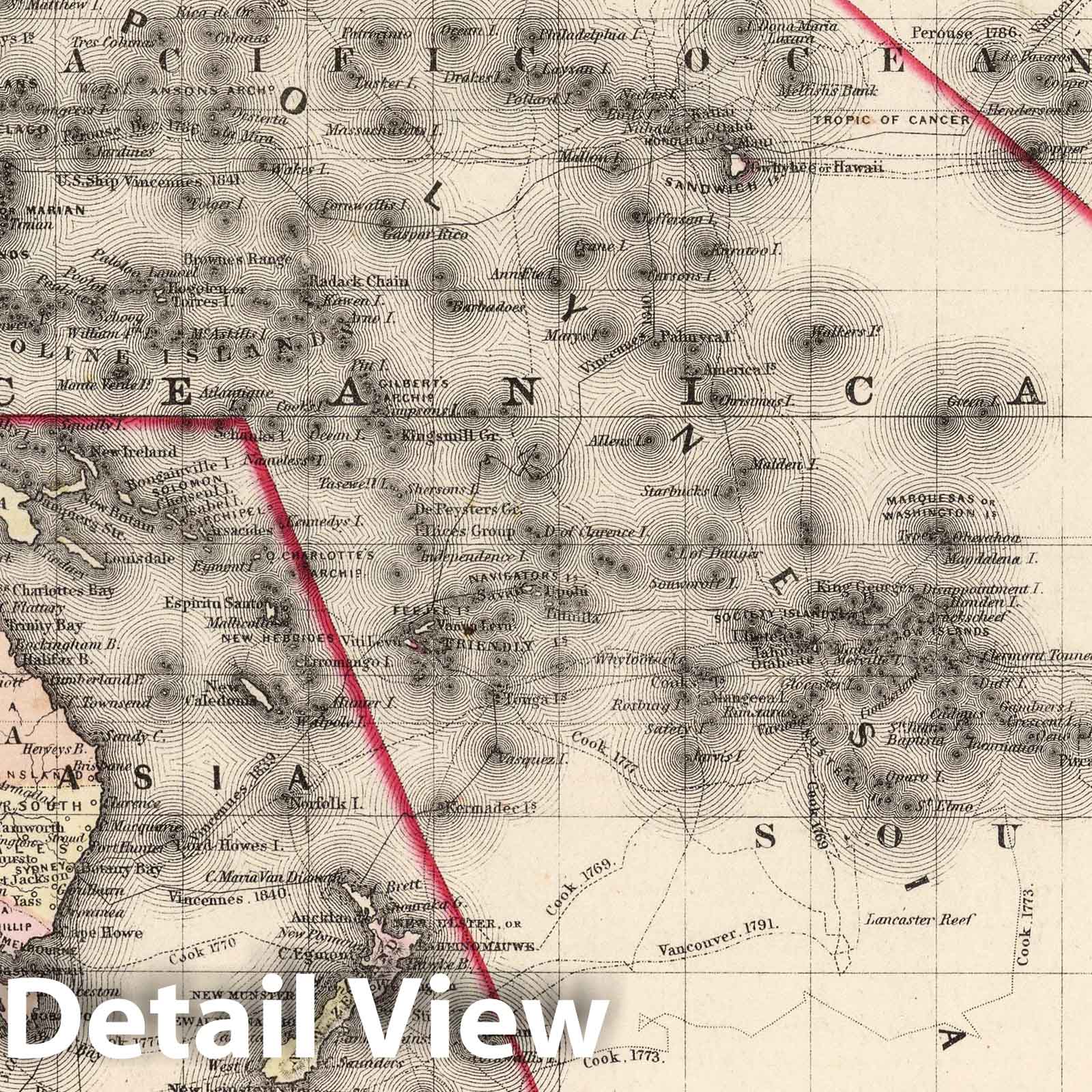 Oceania - Railroad Map, 1873 - Gray's Atlas Historical Map Reproduction