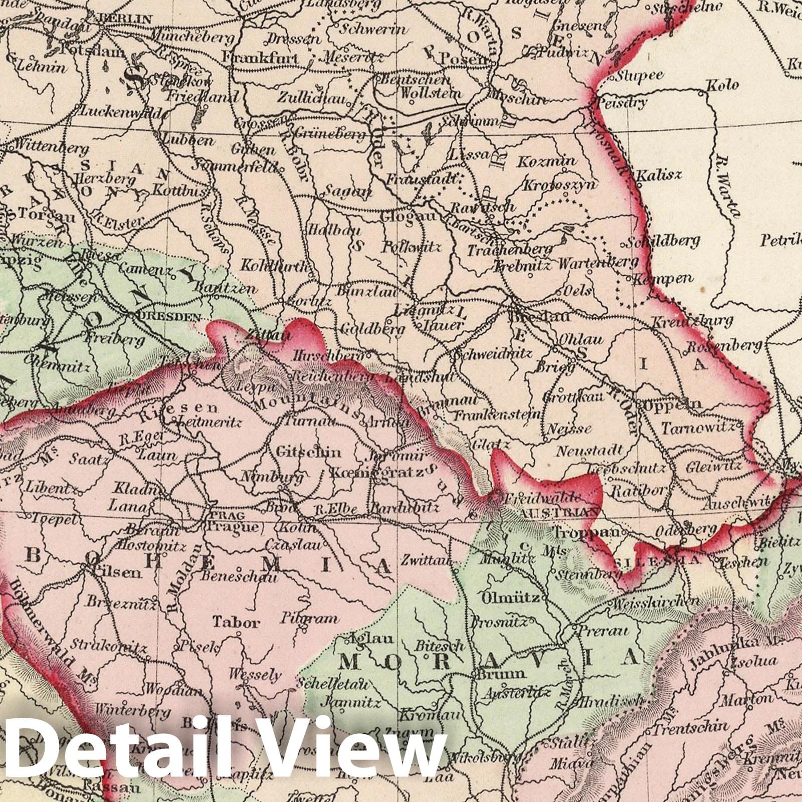 Germany, Austria, and Switzerland - Railroad Map, 1874 - Gray's Atlas