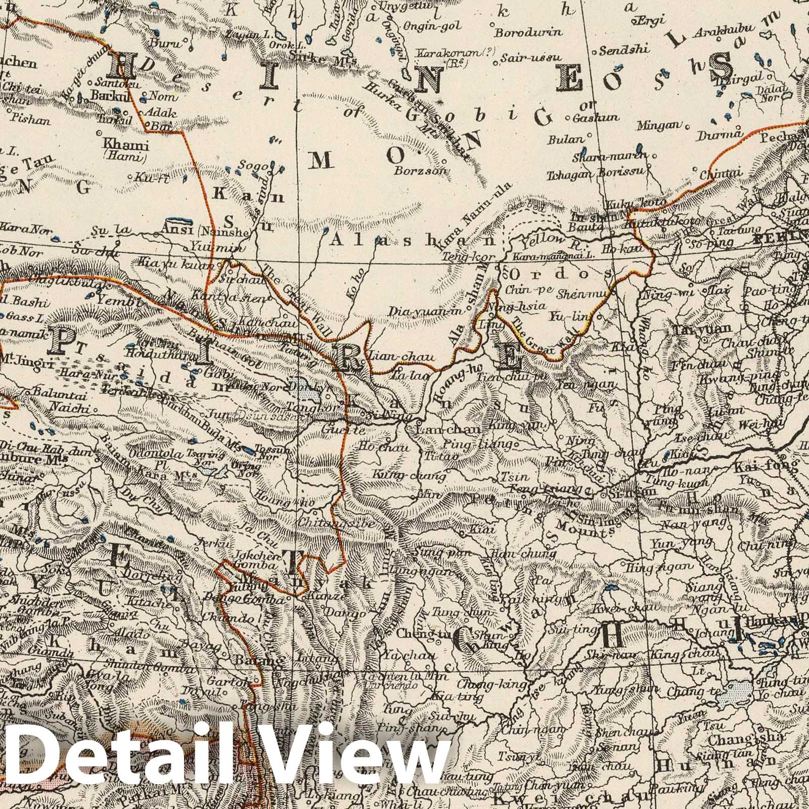China - Physical Map, 1906 - Historical Map Print