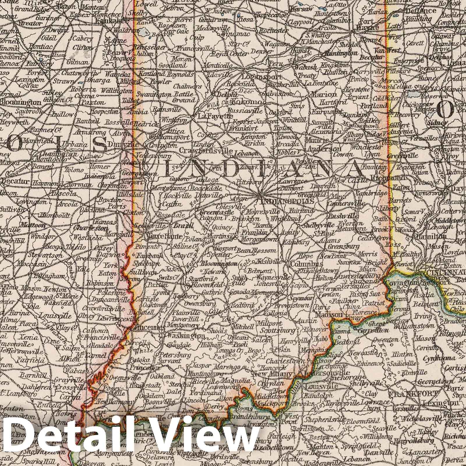 Illinois, Indiana, Ohio, Kentucky - Physical Map, 1906 - Historical Map Print
