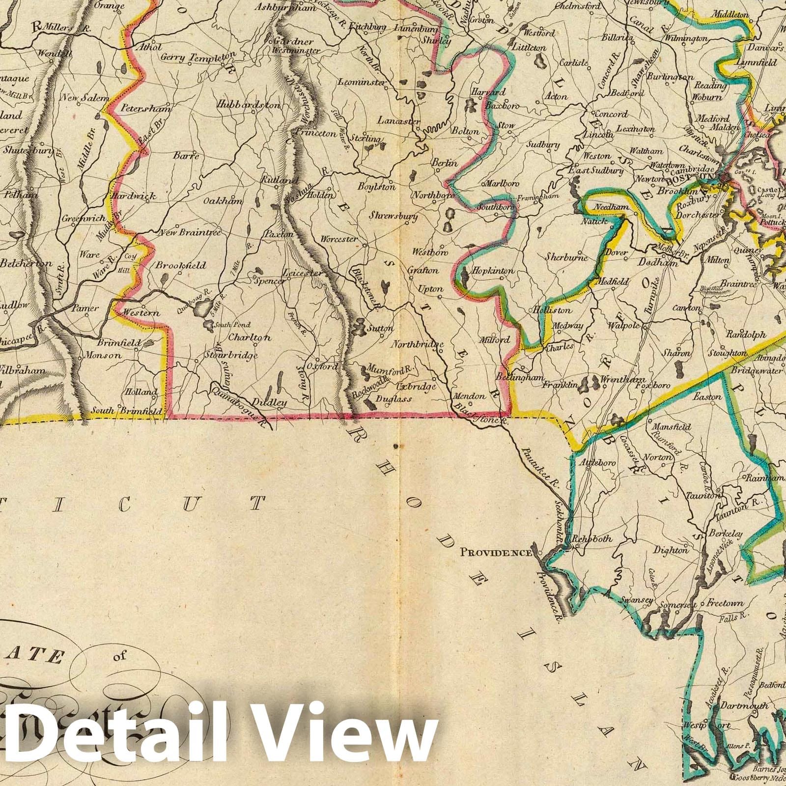 Massachusetts, 1814 - Historical Map Print from Carey's General Atlas