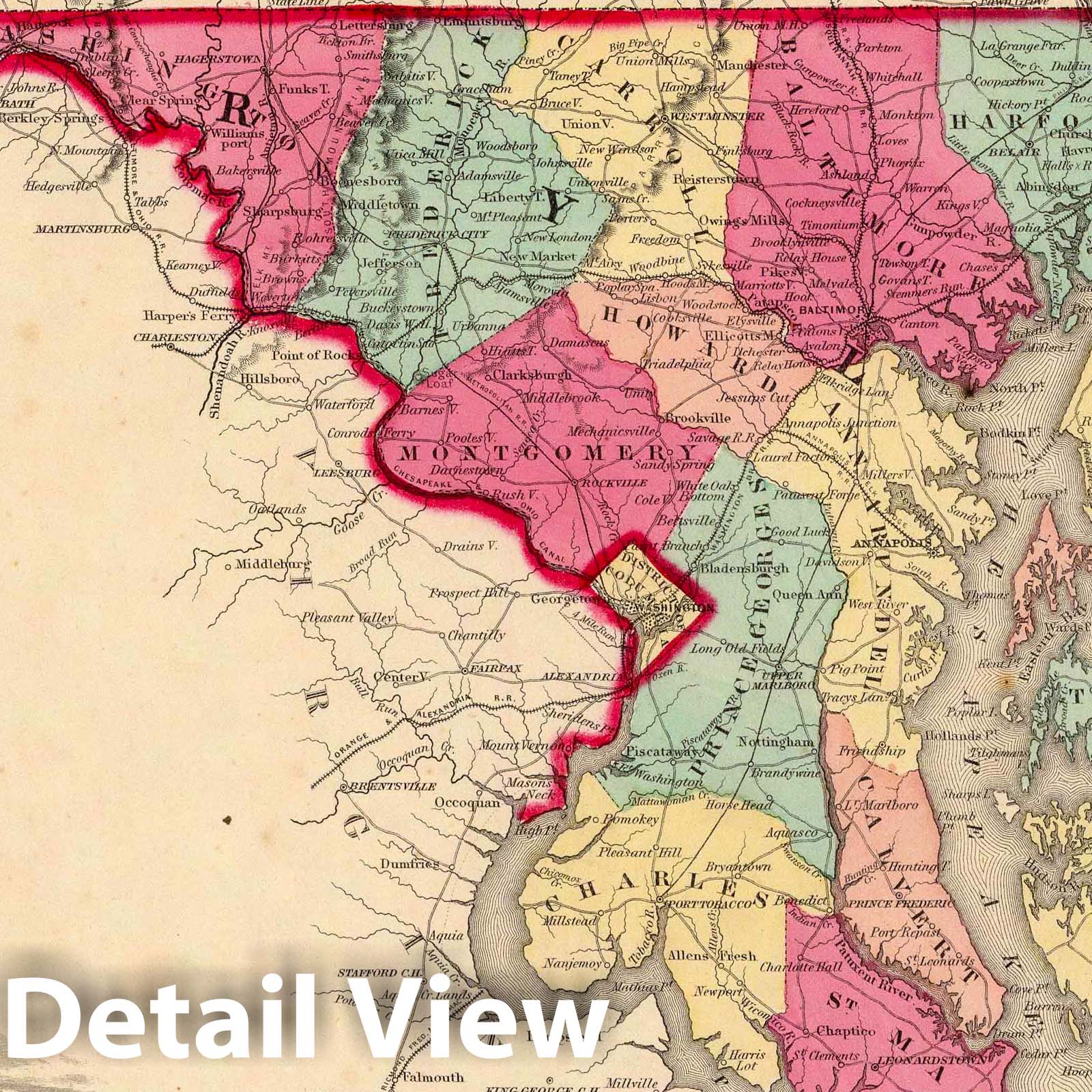 Delaware and Maryland - Boundary Map, 1860 - Historical Map Print