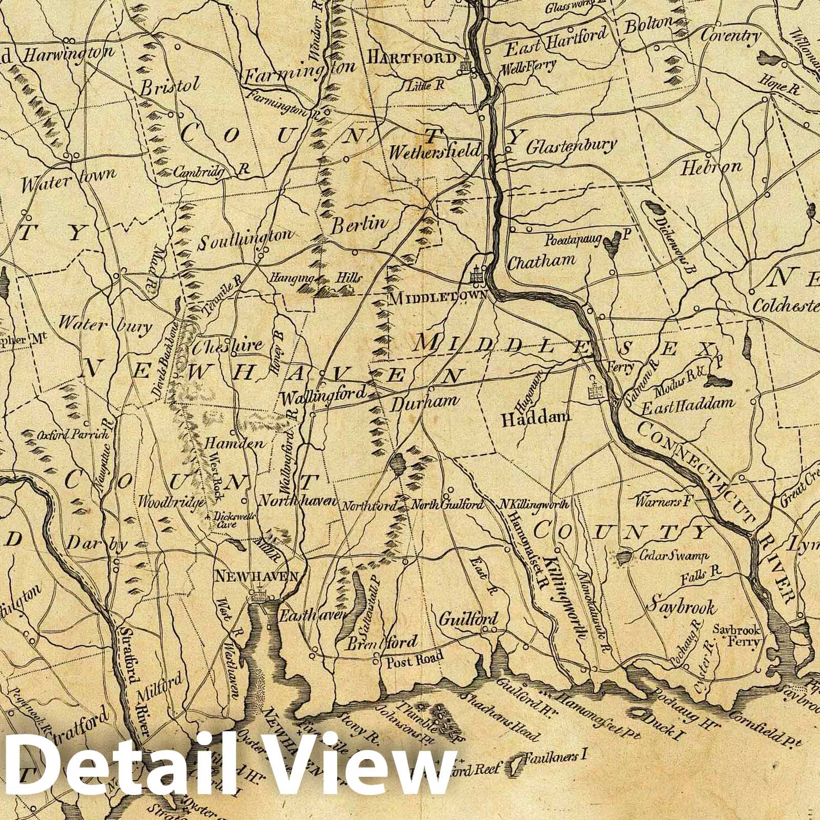 Connecticut - Nautical Chart, 1795 - Historical Map Print