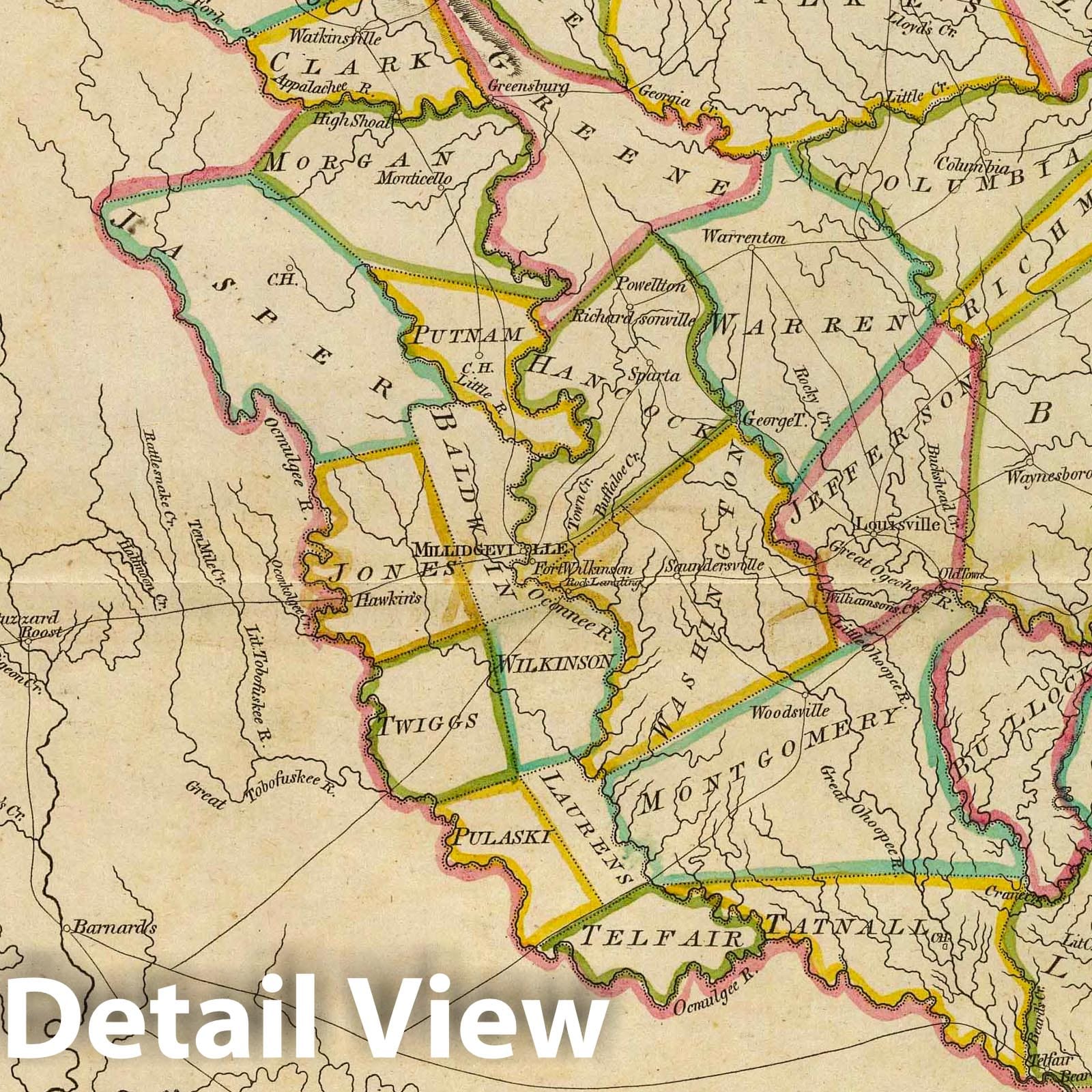 Georgia, 1814 - Historical Map Print from Carey's General Atlas