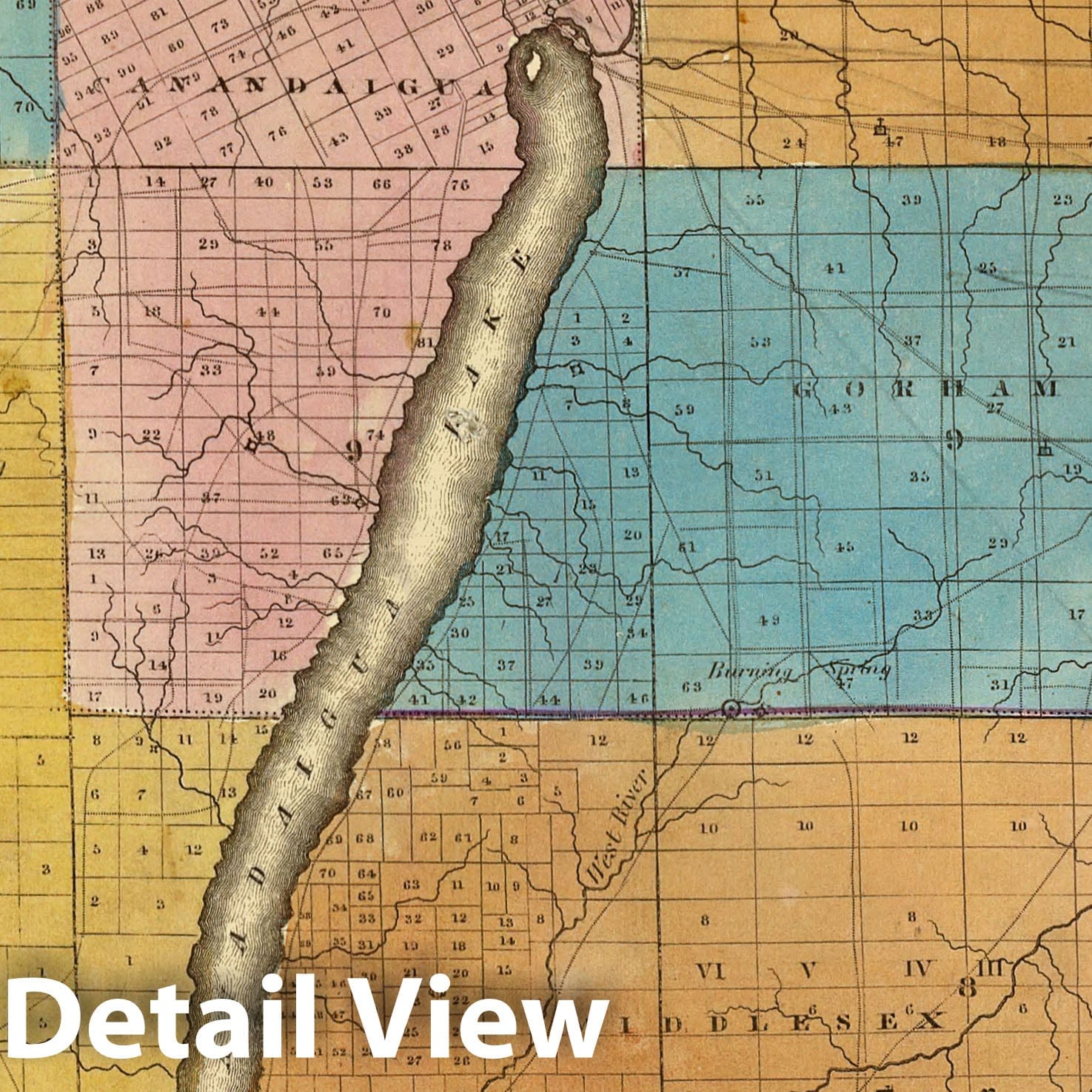 Ontario and Yates Counties, New York - Physical Map, 1829