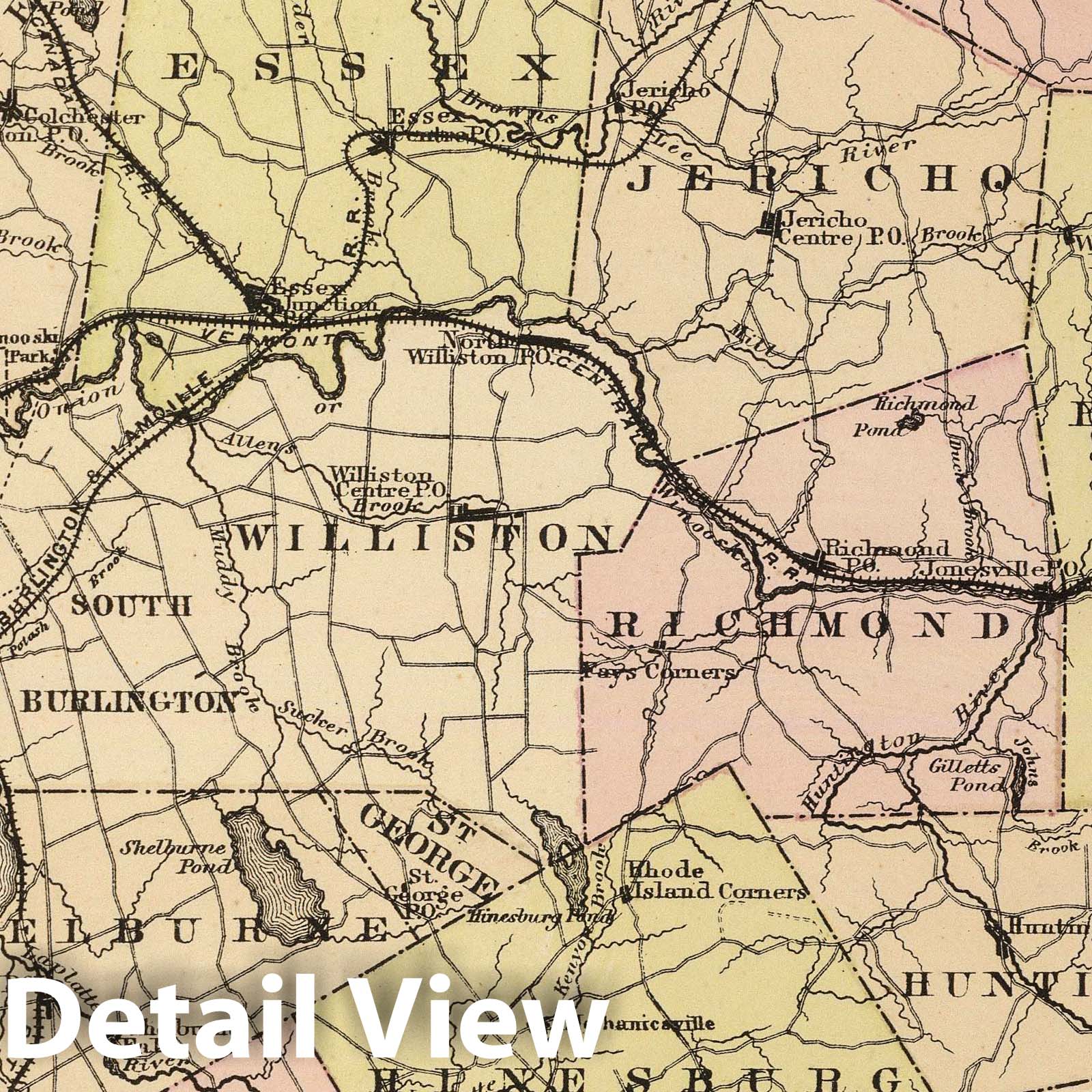 Chittenden County, Vermont 1876 Historical Map Print