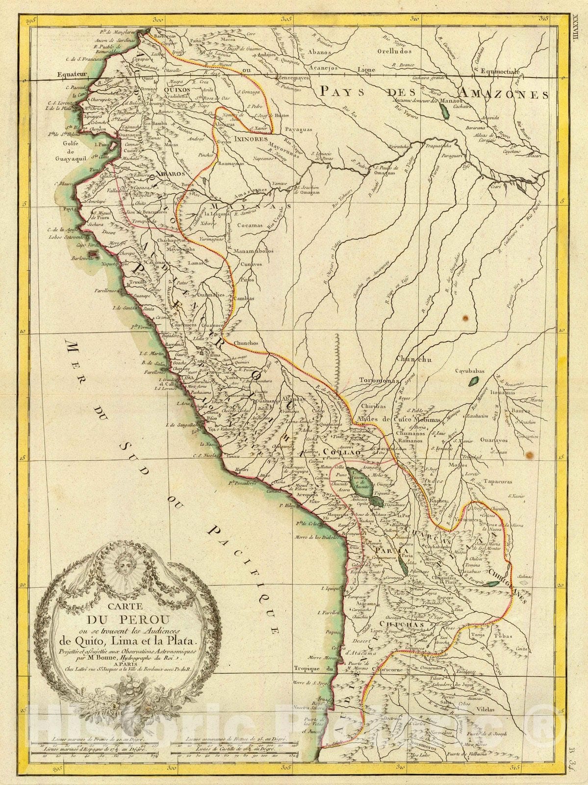Historic Map : 1791 Perou, Aud. de Quito, Lima, la Plata. - Vintage Wall Art