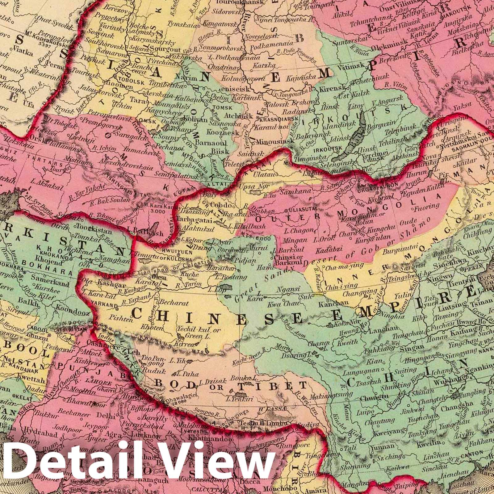 Asia, 1860 - Historical Map Print from Johnson's Family Atlas