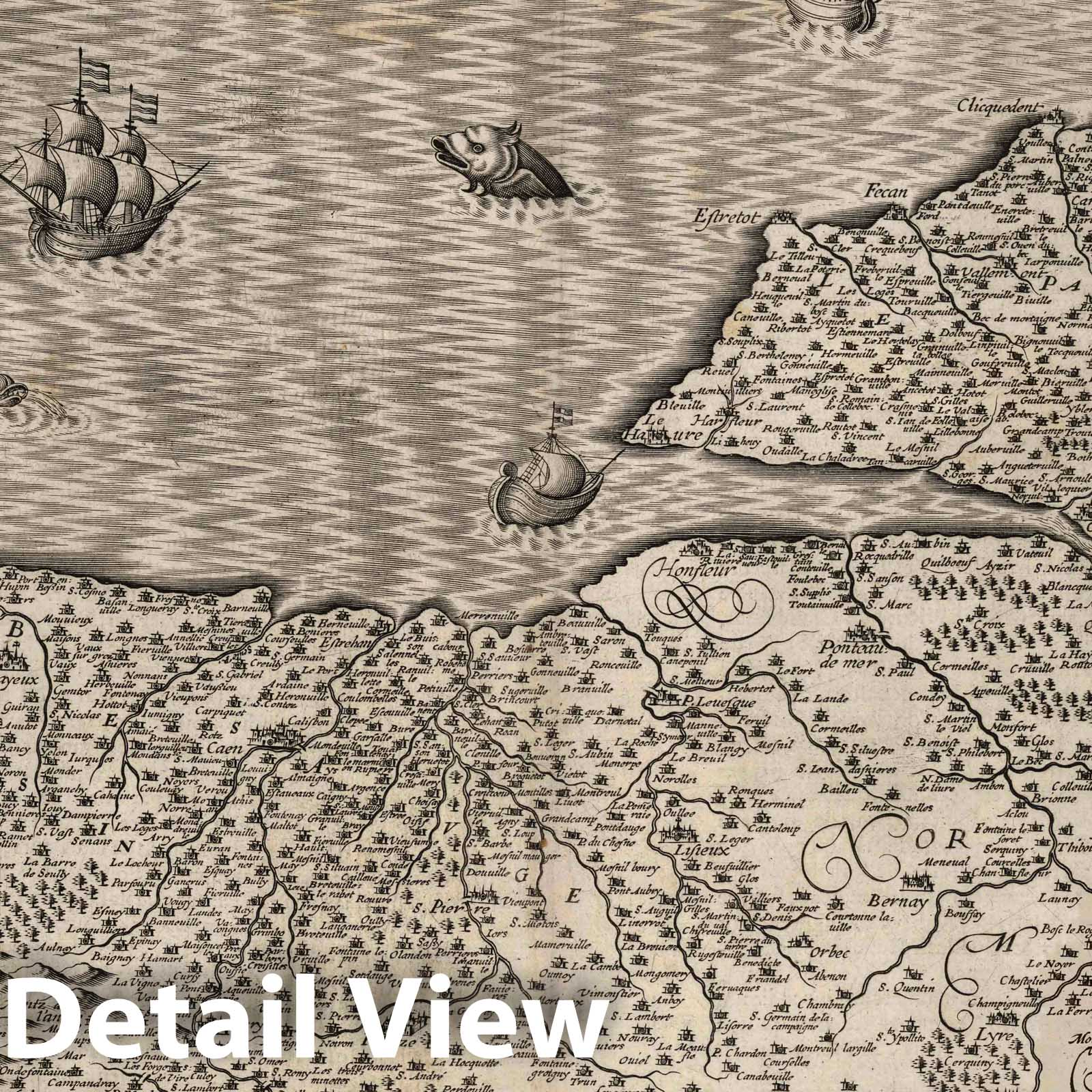 Normandy France 1632 Historical Map Print