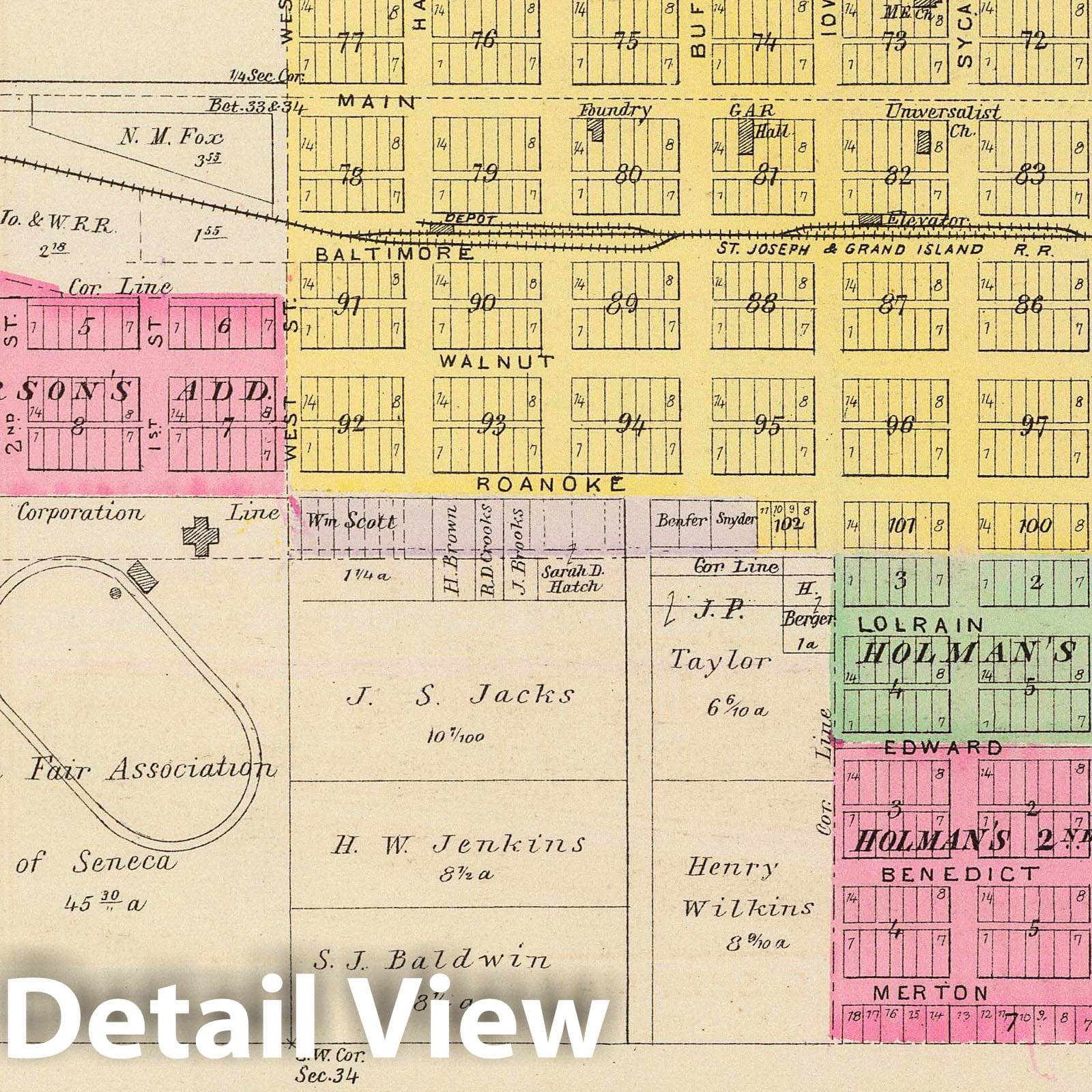 Seneca, Oneida, Goffs, and Baileyville, Nemaha County, Kansas - 1887 Historical Map
