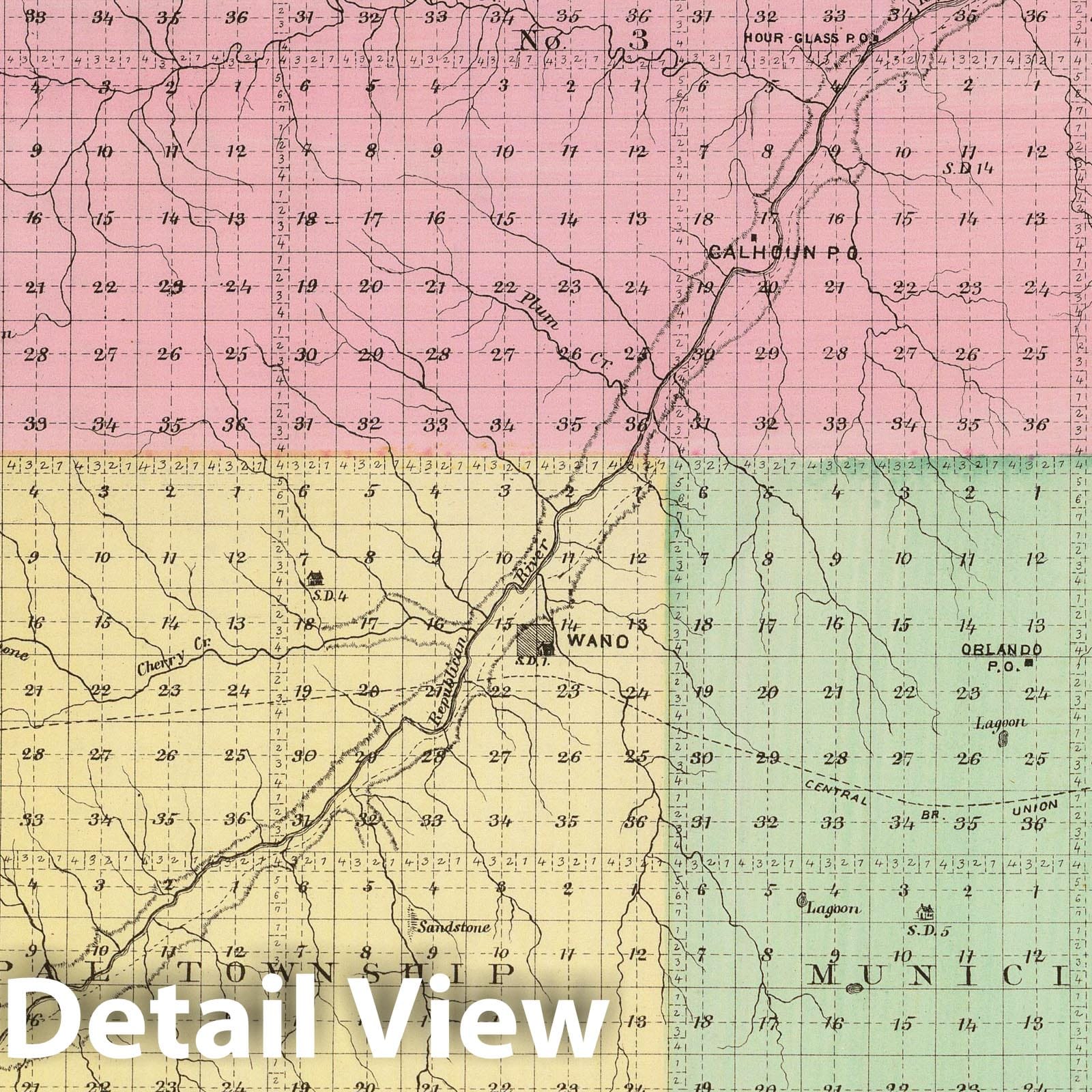 Cheyenne County, Kansas - Military Map, 1887 - Historical Map Print