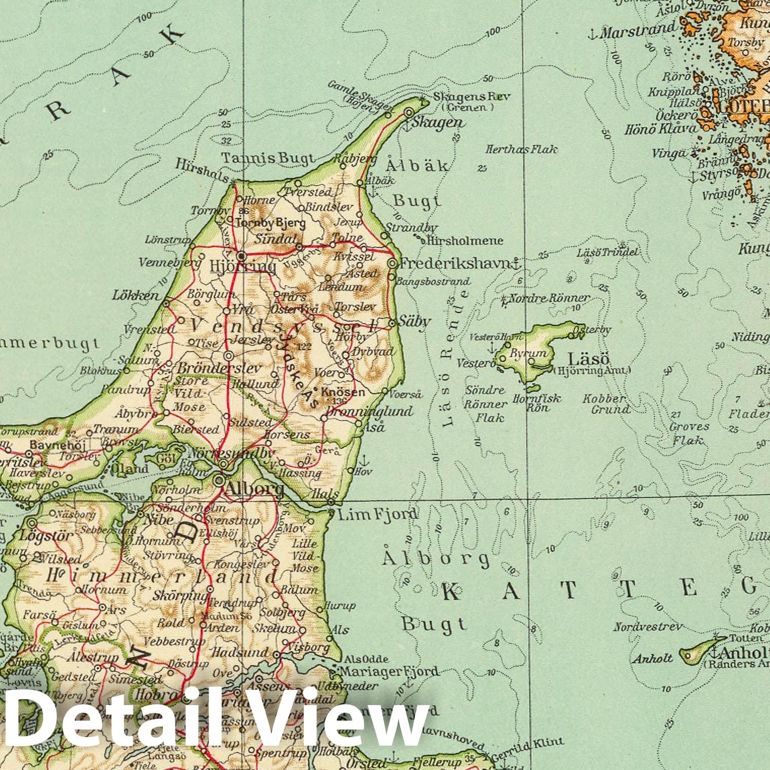 Denmark, Iceland, and Faroe Islands, 1929 - Historical Map Print