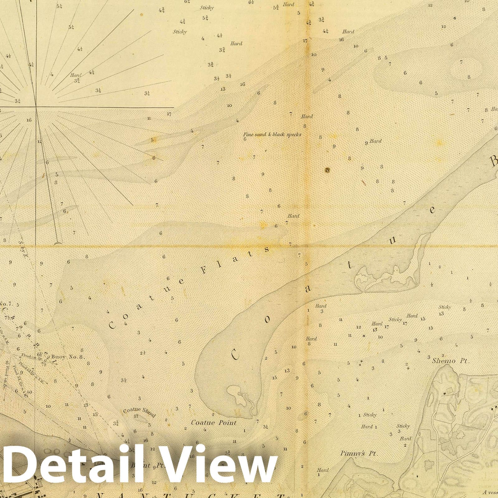 Nantucket Harbor, Massachusetts - Nautical Chart, 1848 - Historical Map Print