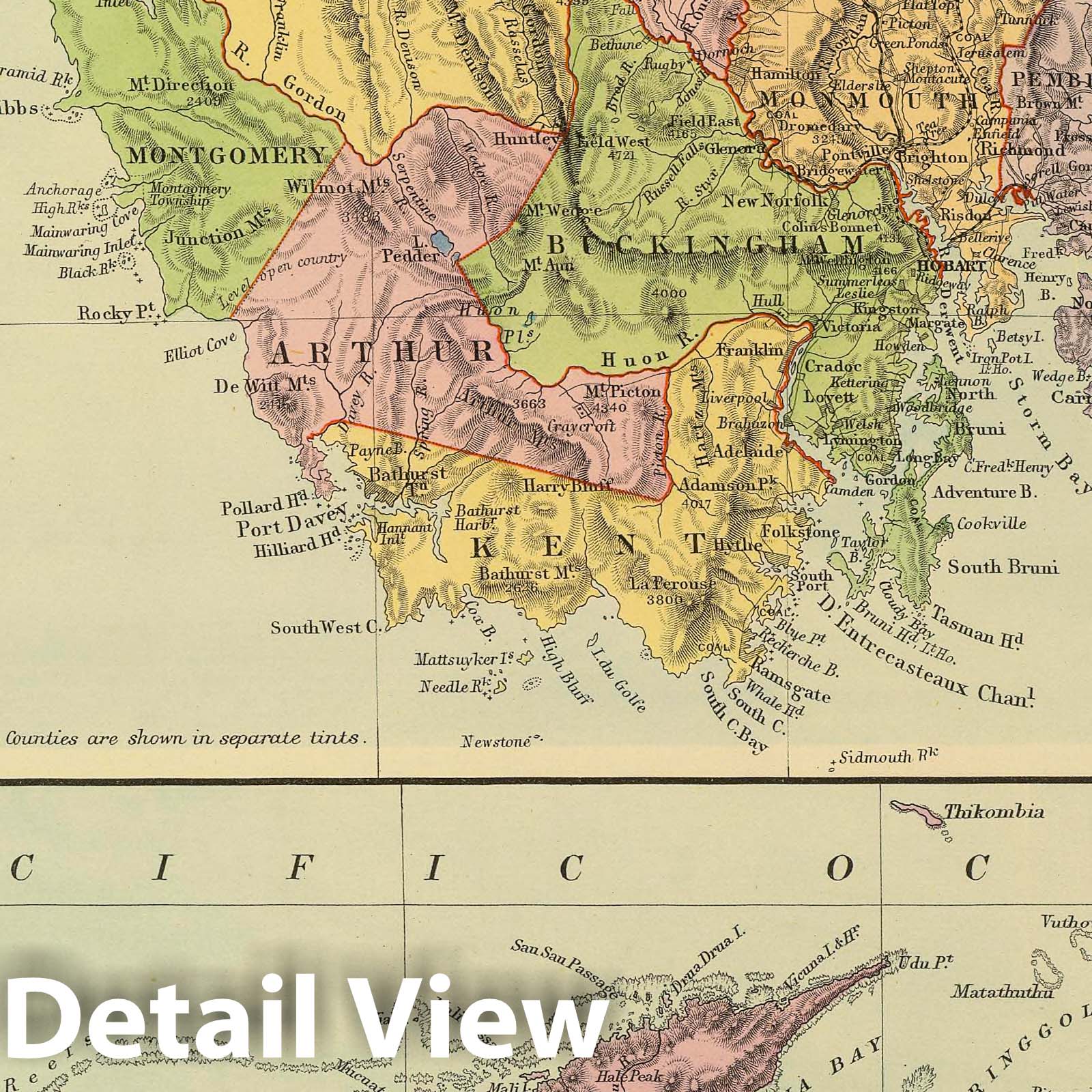 Tasmania and Fiji Archipelago - Nautical Chart, 1901 - Historical Map Print