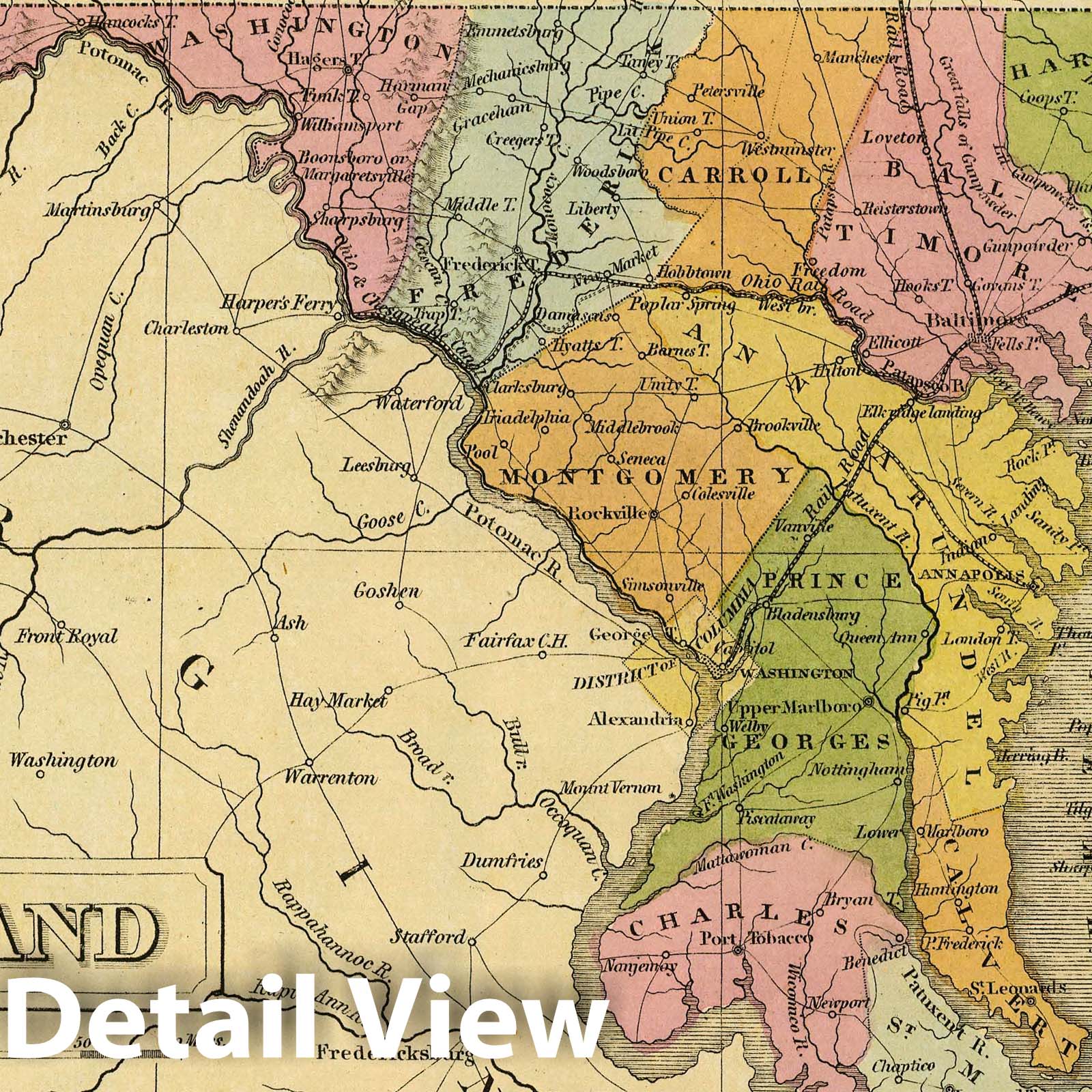 Maryland and Delaware - Railroad Map, 1845 - Historical Map Reproduction