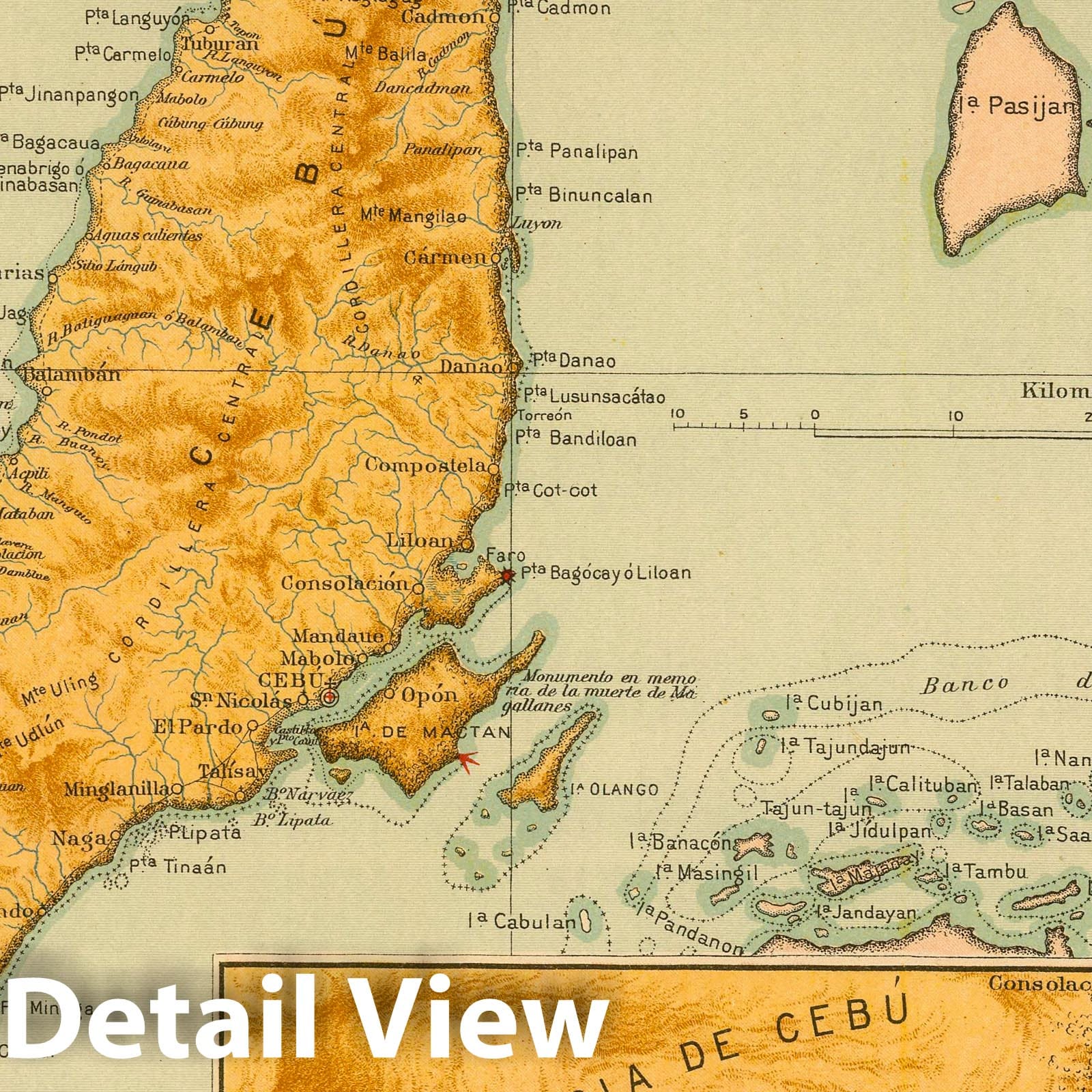 Cebu, Philippines - Plate No. 22, 1899 - Historical Map Print