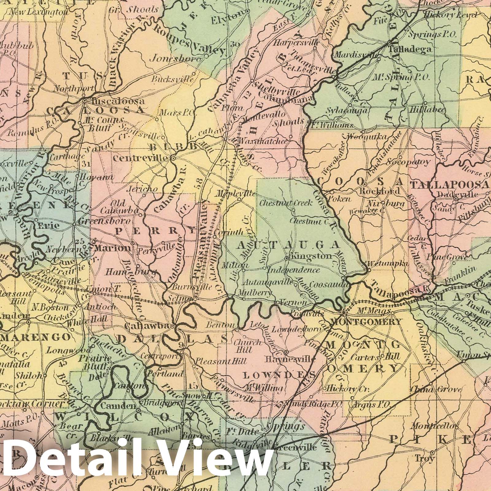 Alabama - Railroad Map, 1859 - Historical Map Print