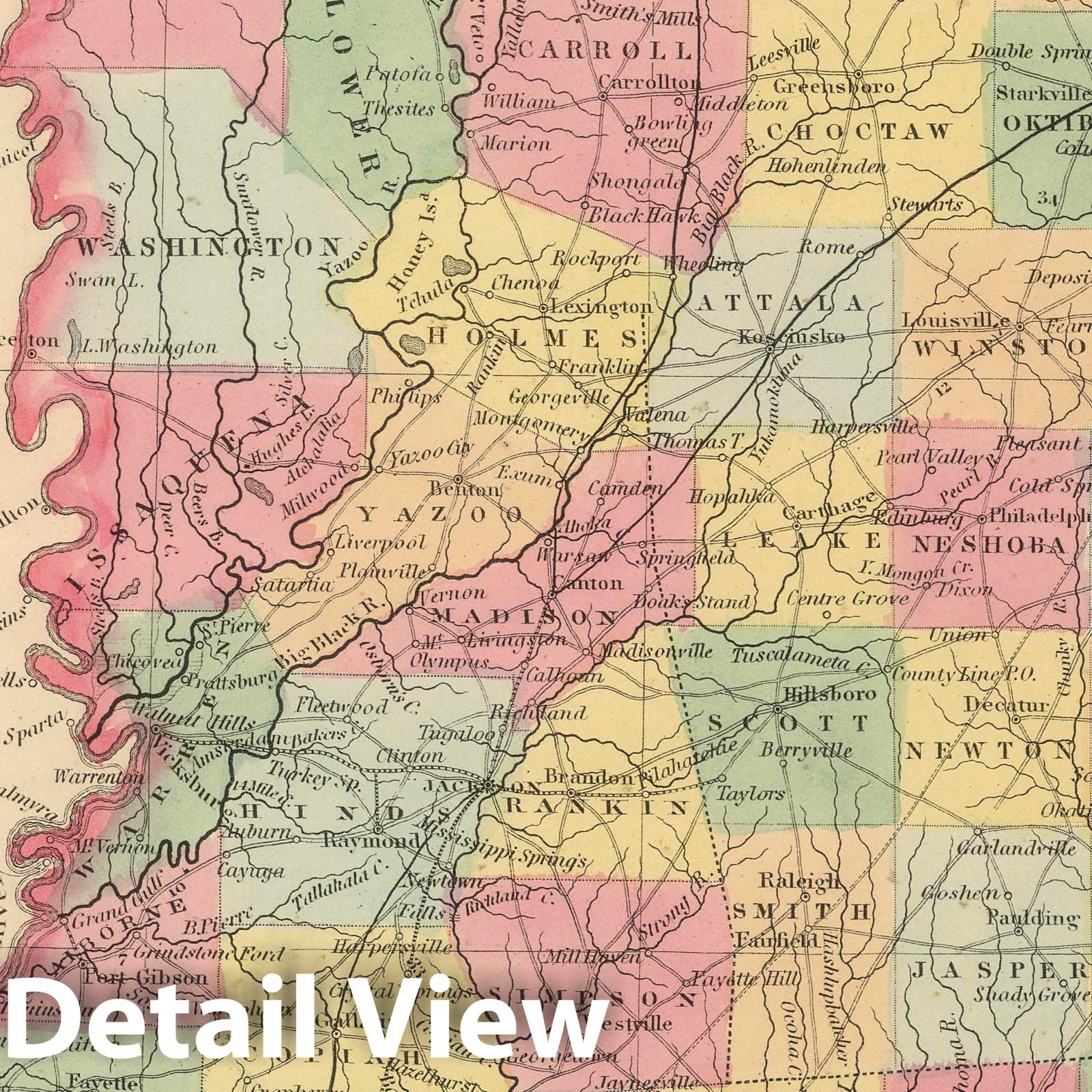Mississippi - Railroad Map, 1859 - Historical Map Print