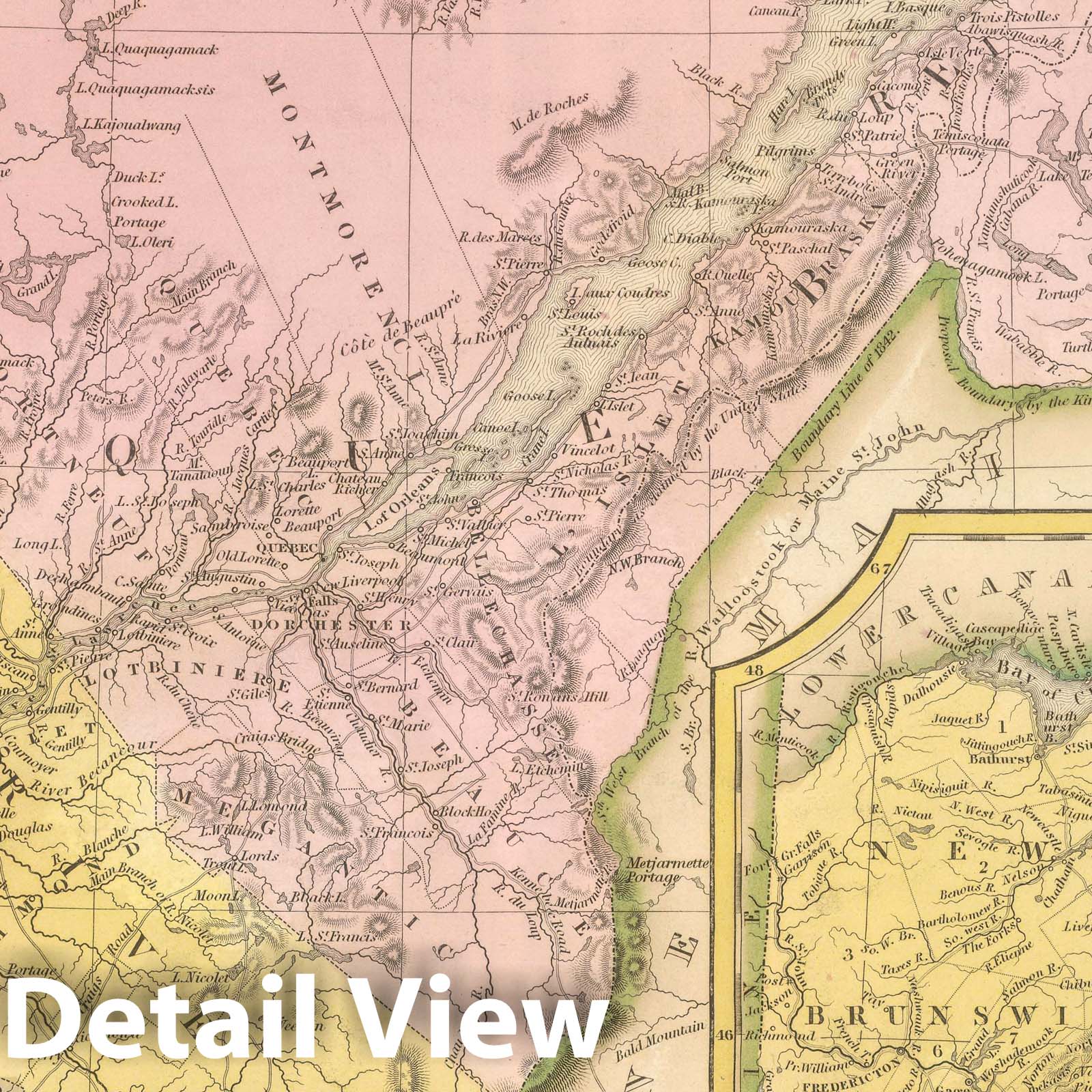 Canada East, 1845 Historical Map Print