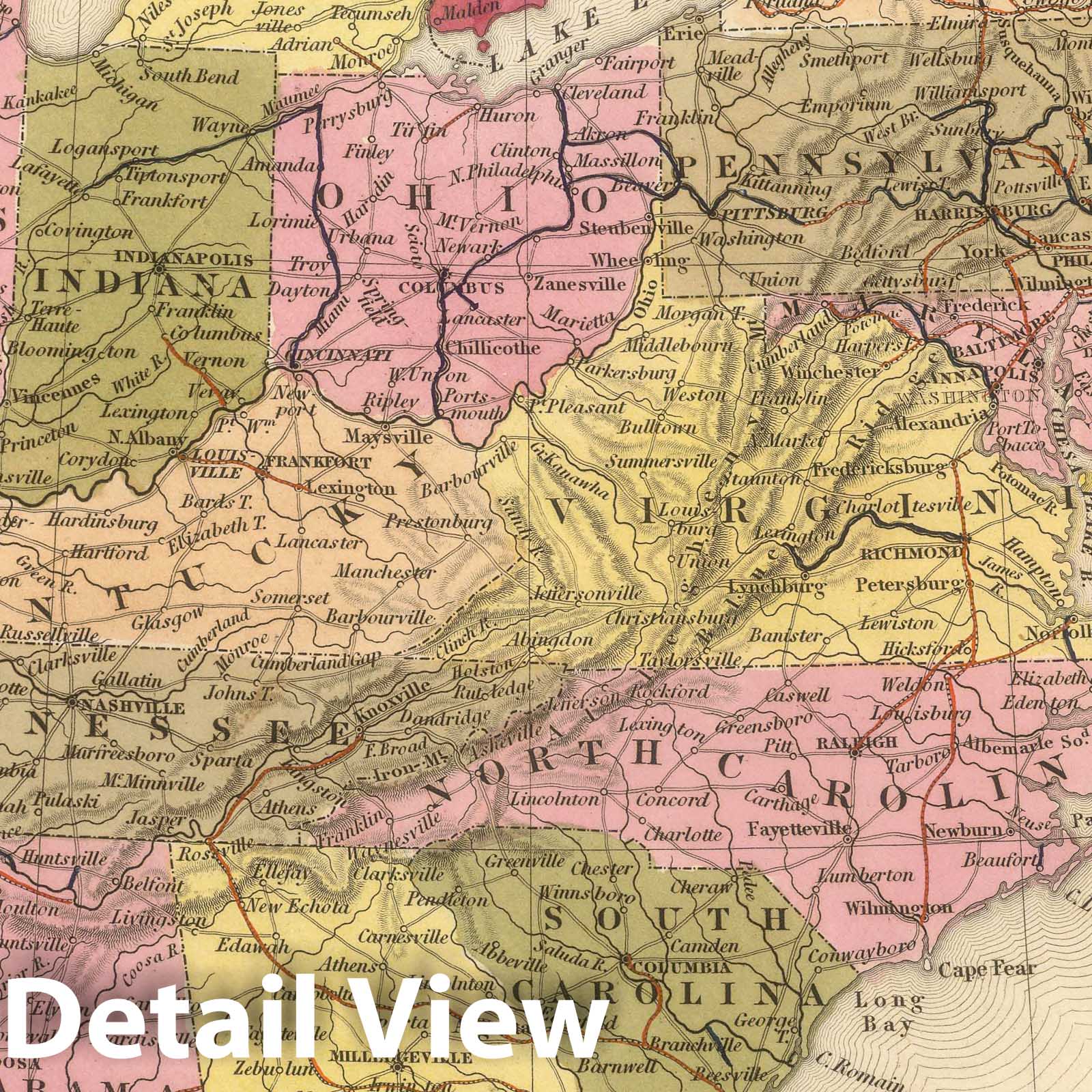 United States - Railroad Map, 1845 - Historical Map Print