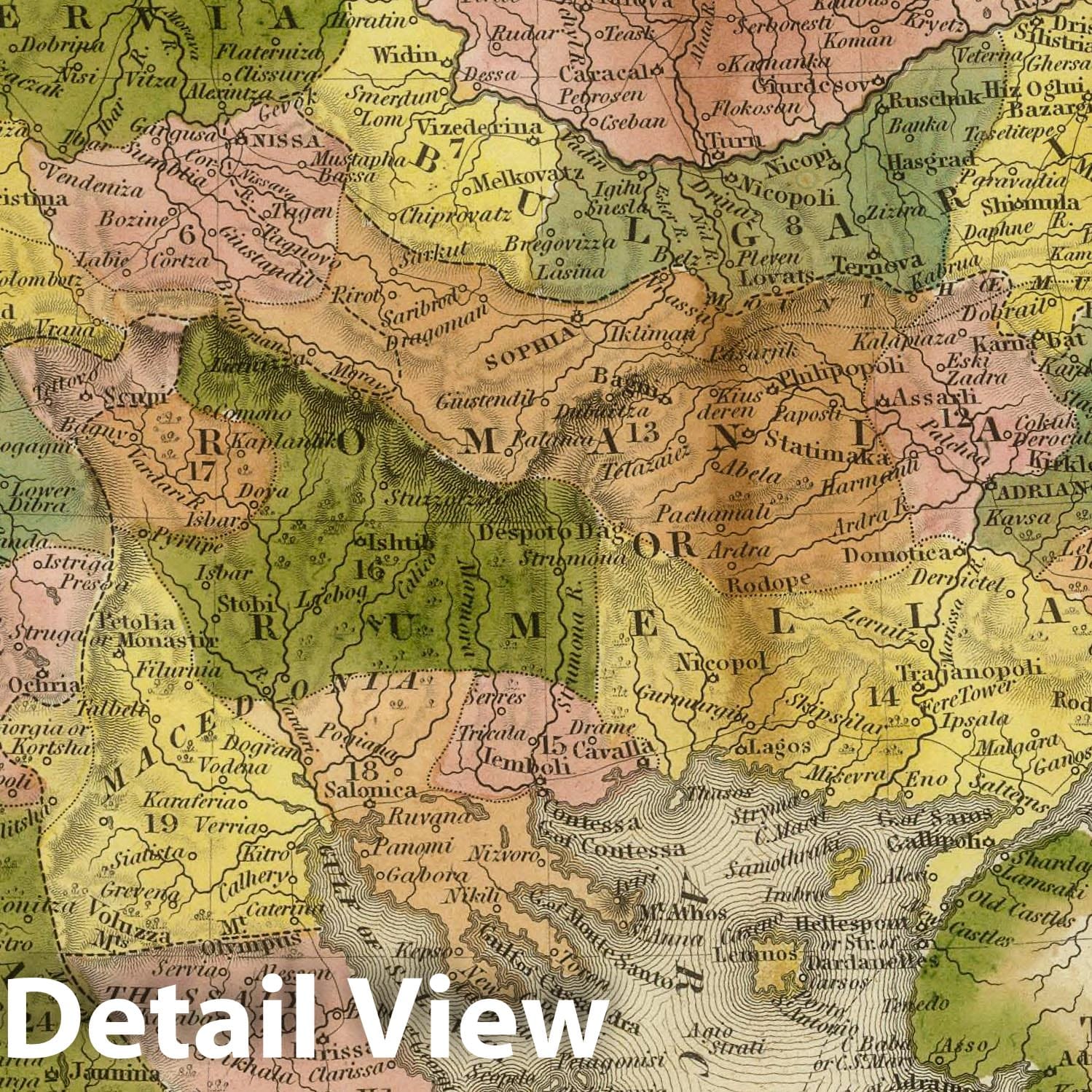 Turkey in Europe, 1845 - Historical Map Print