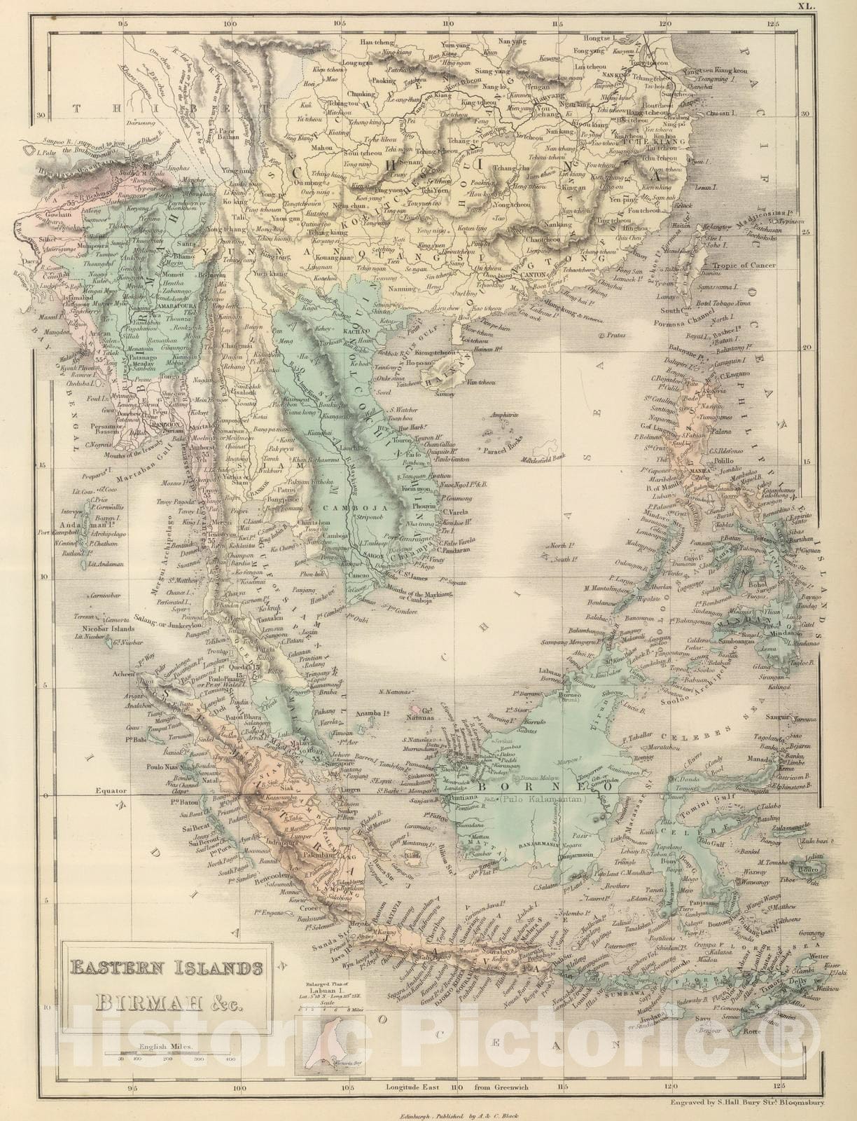 Historic Map : 1854 Eastern Islands, Birmah &c. - Vintage Wall Art