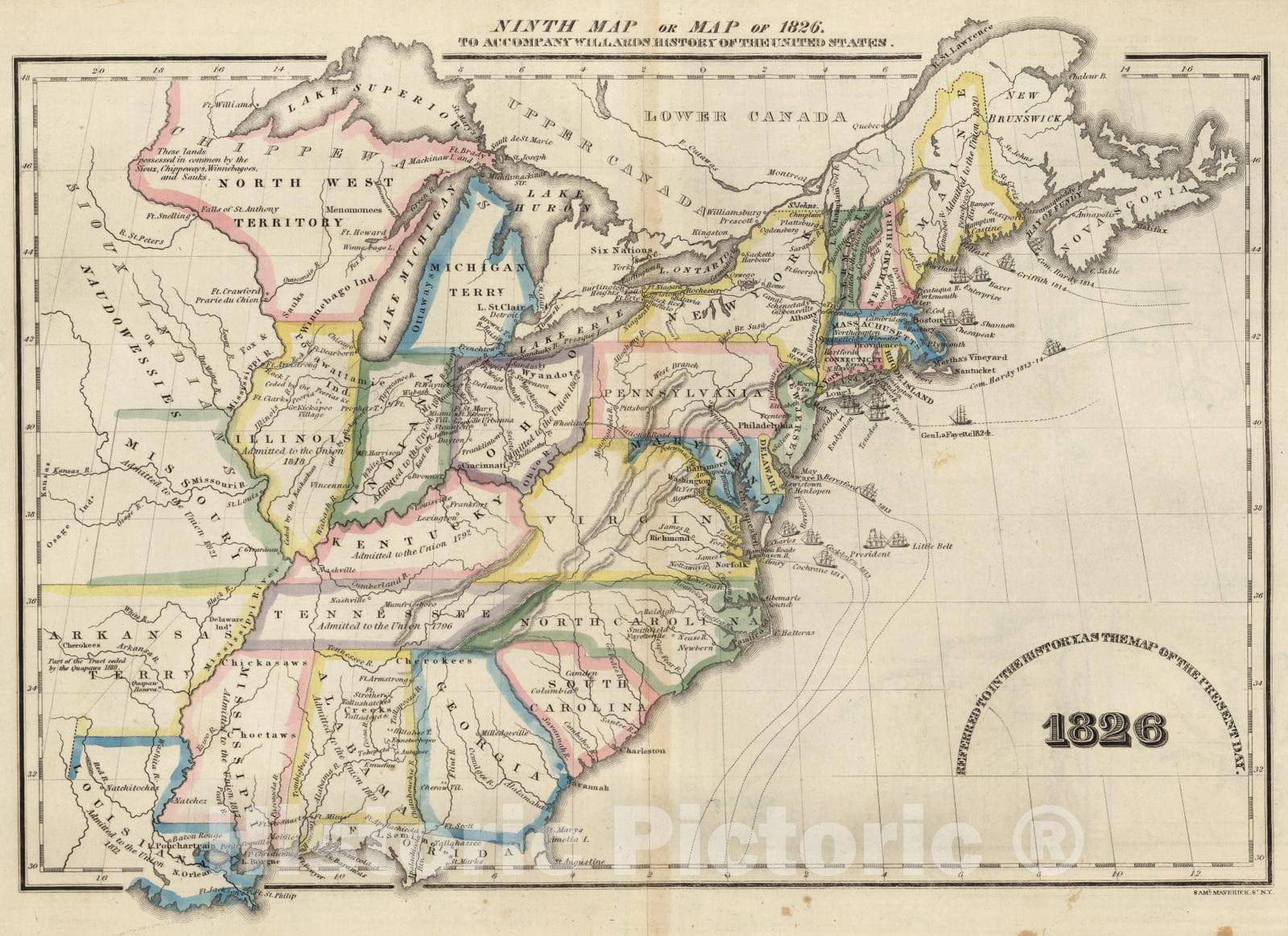 Historic Map : School Atlas - Ninth Map Or Map Of 1826 - Vintage Wall Art