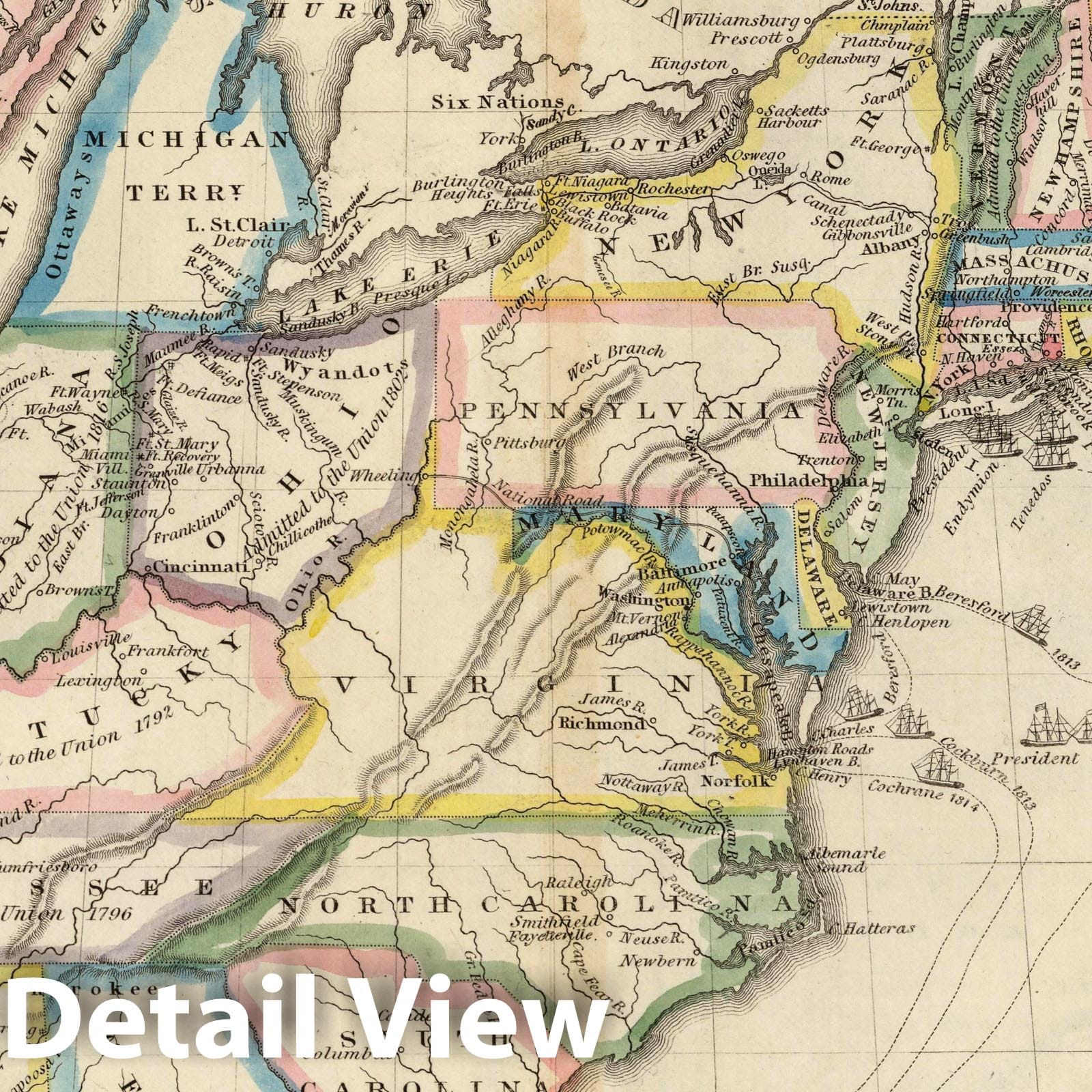 United States 1829 Historical Map Print from Willard's History