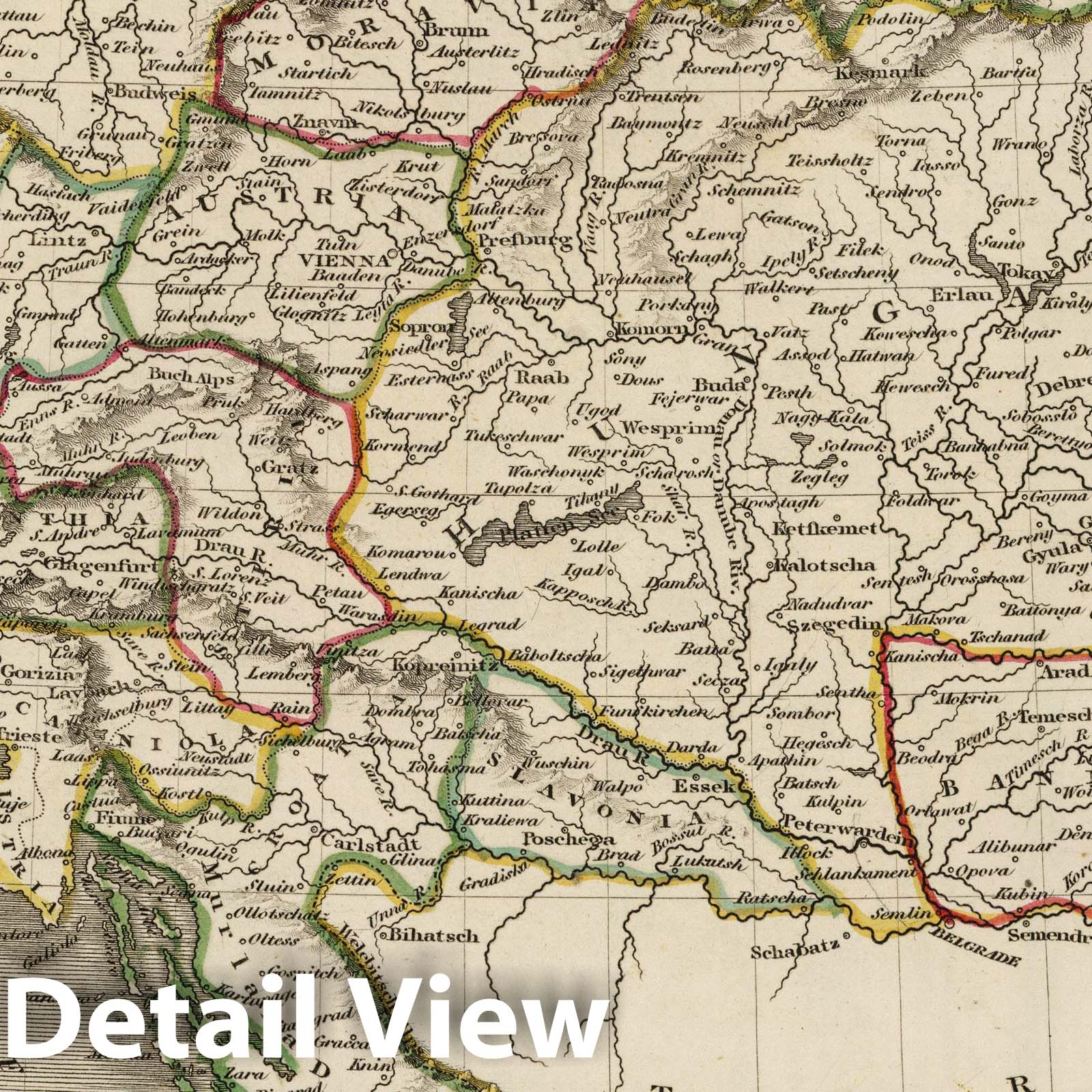 Austria - Boundary Map, 1824 - Historical Map Print