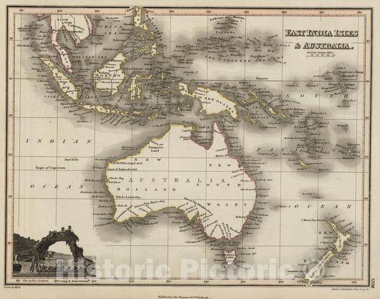 Historic Map : 1824 East India Isles and Australia - Vintage Wall Art