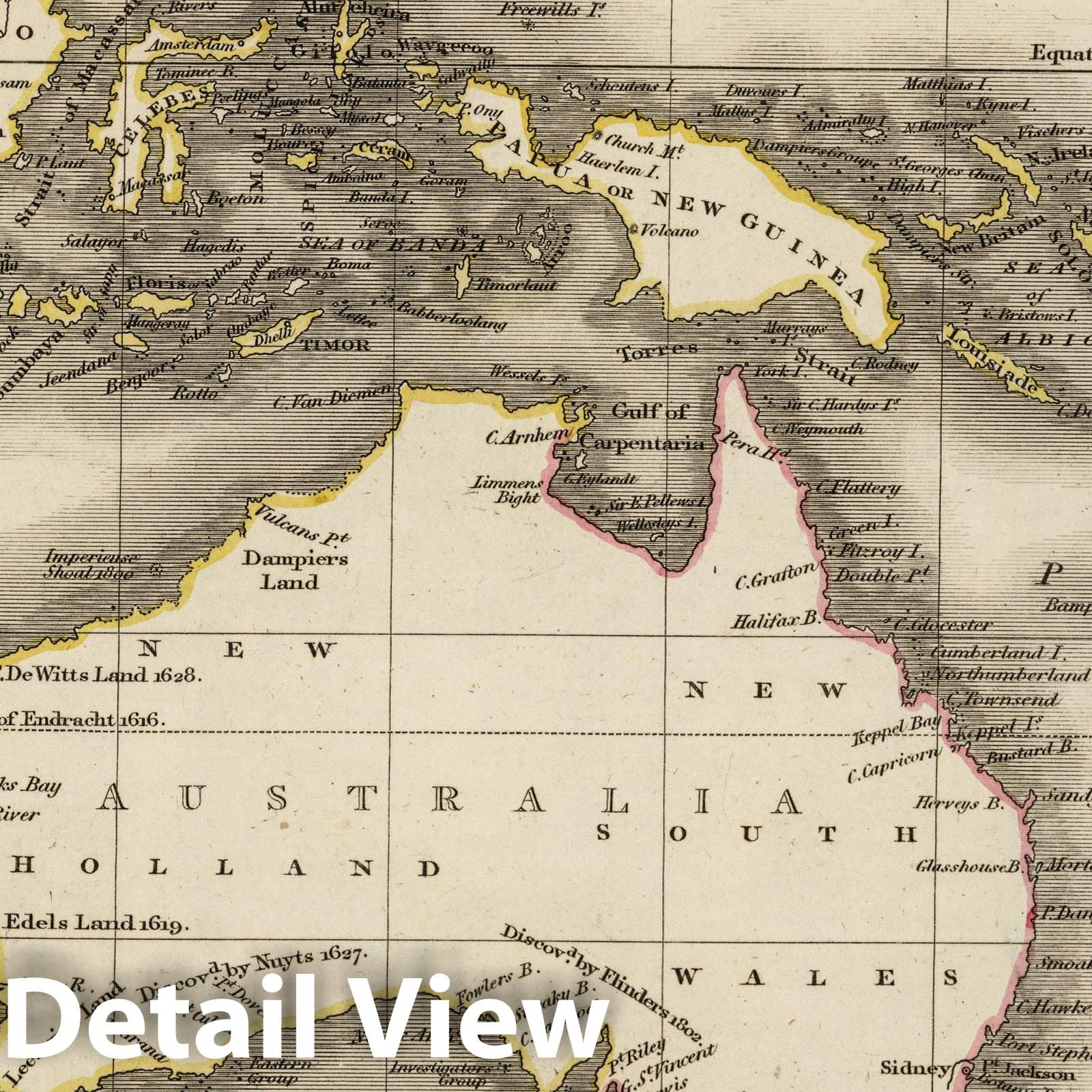 East Indies, Australia, and New Zealand - Boundary Map, 1824 - Historical Map Print
