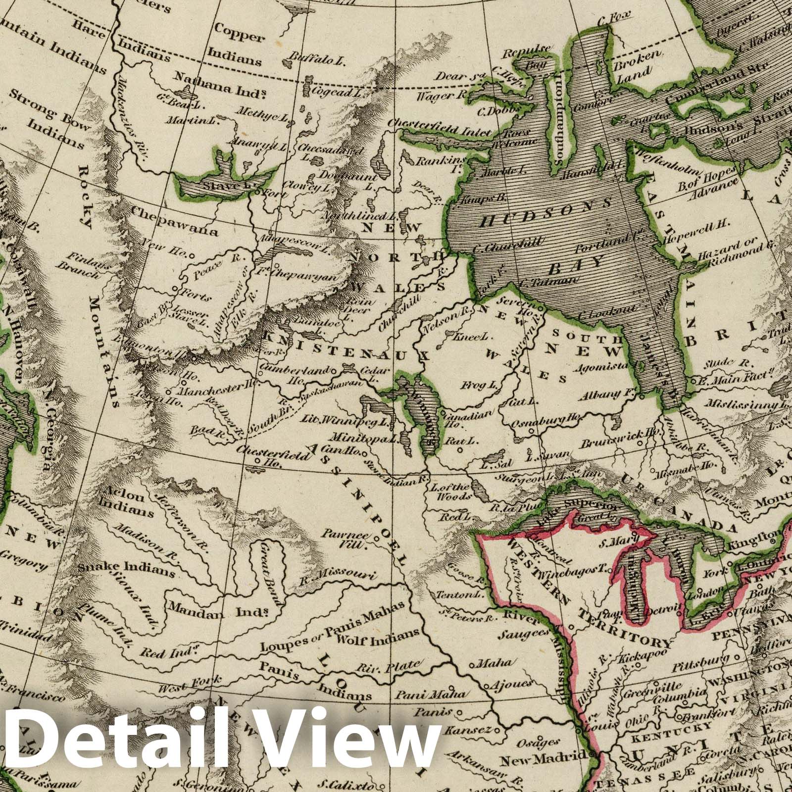 North America, 1824 - Historical Map Print by Wyld & Hewitt