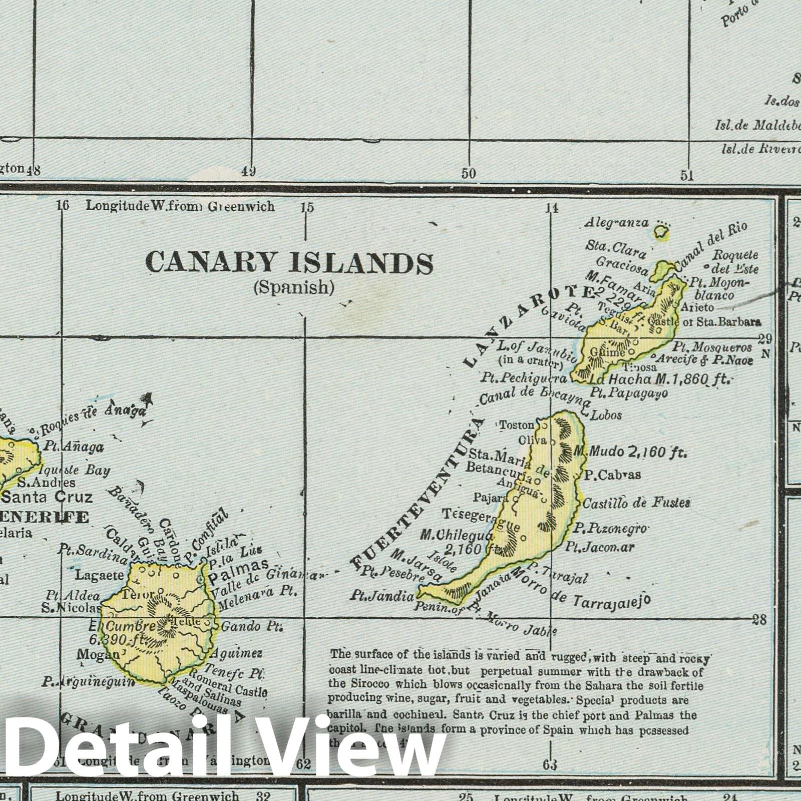 Atlantic Islands - Railroad Map, 1901 - Cram's Standard American Railway Atlas