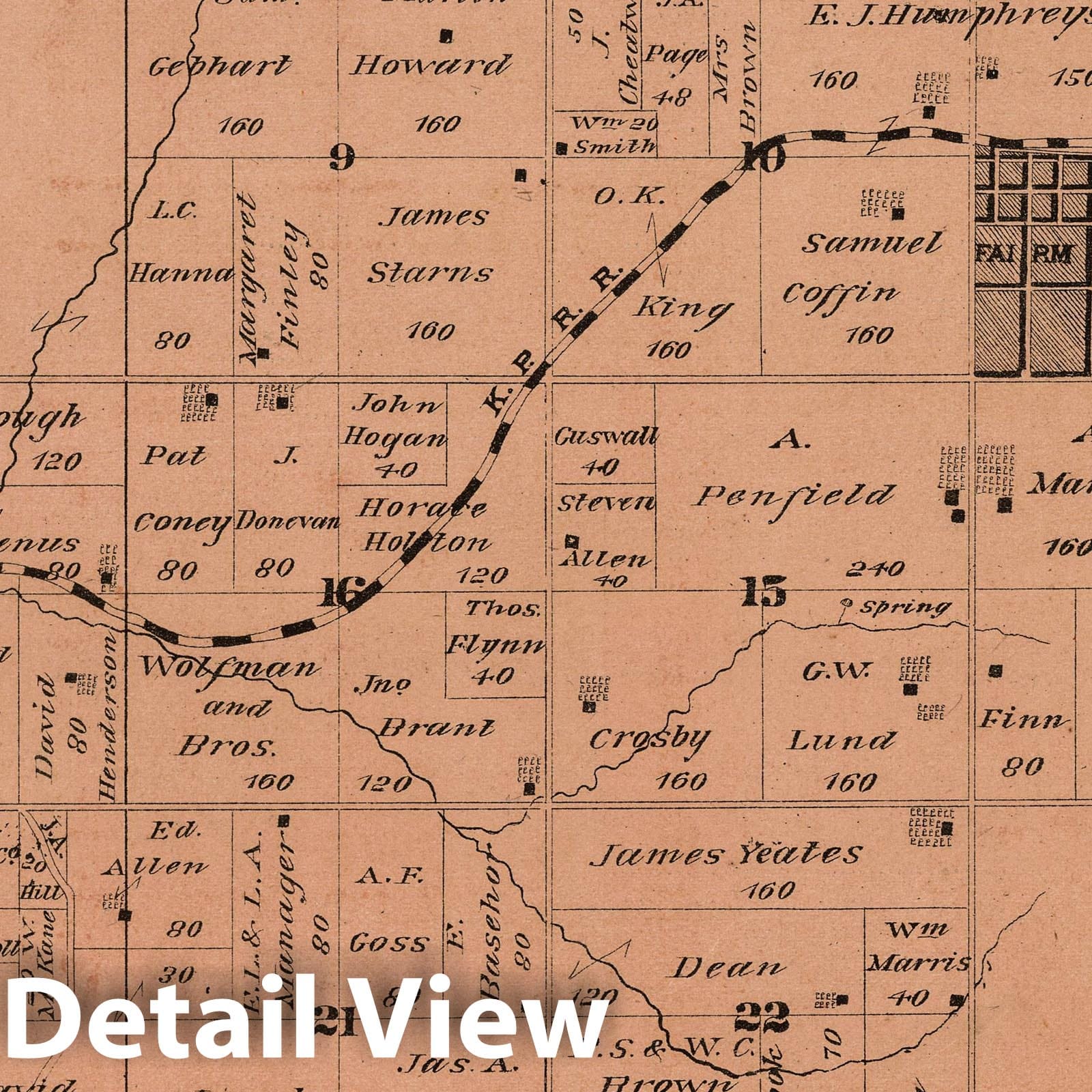 Township 10 South, Range 22 East, Leavenworth County, Kansas, 1878 Historical Map Print