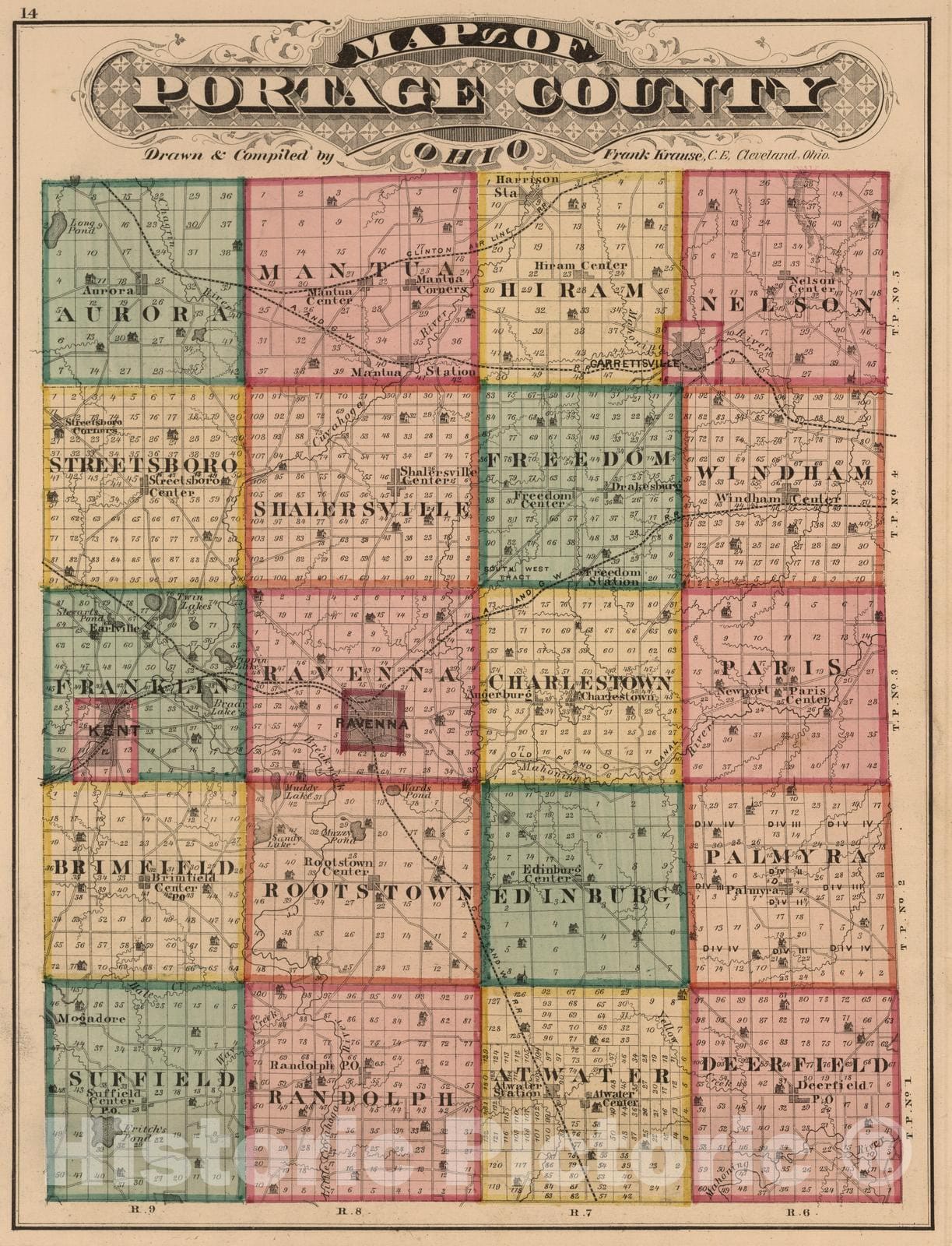 Portage County, Ohio 1874 Historical Map Reproduction
